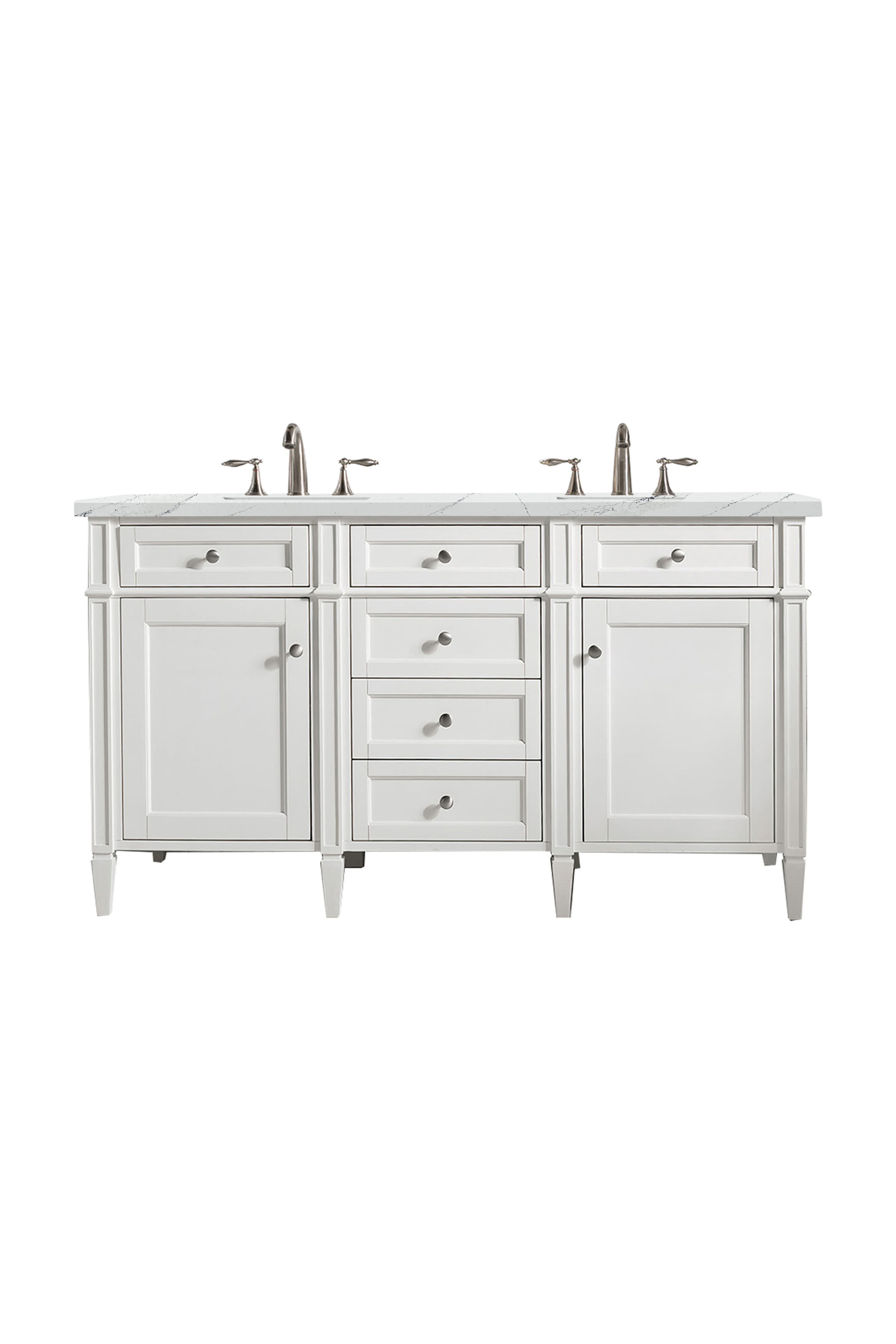 James Martin Vanities Brittany 60" Double Vanity - Bright White