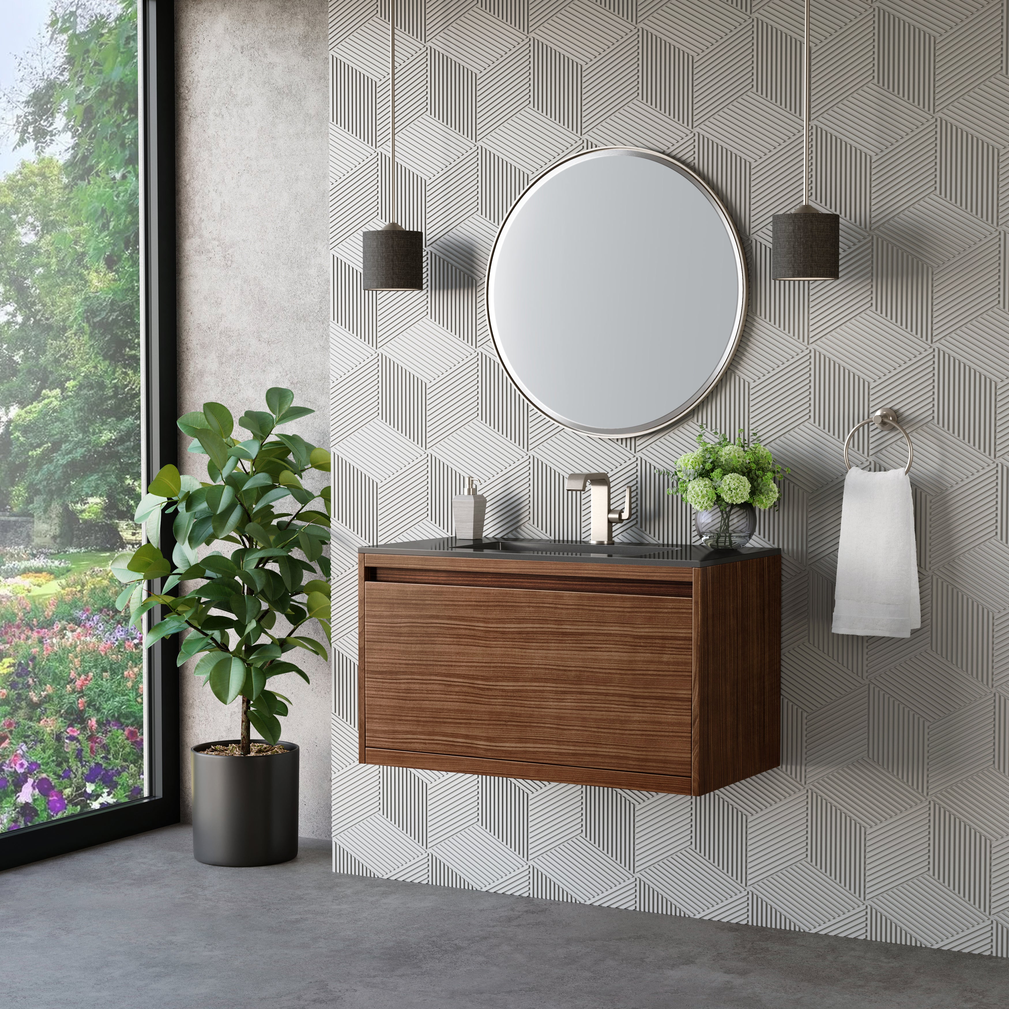 charcoal black composite stone top vanity