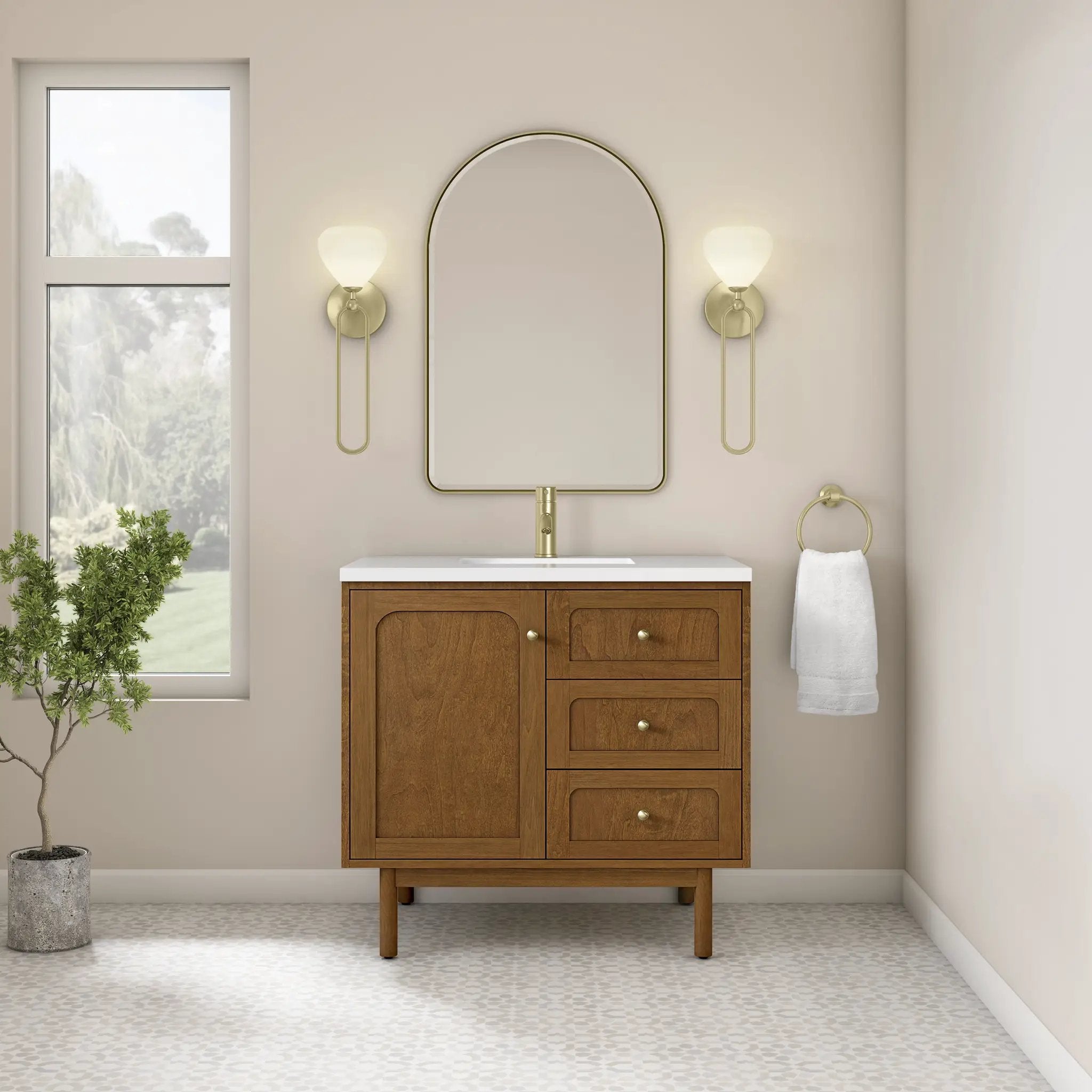 honey oak vanity