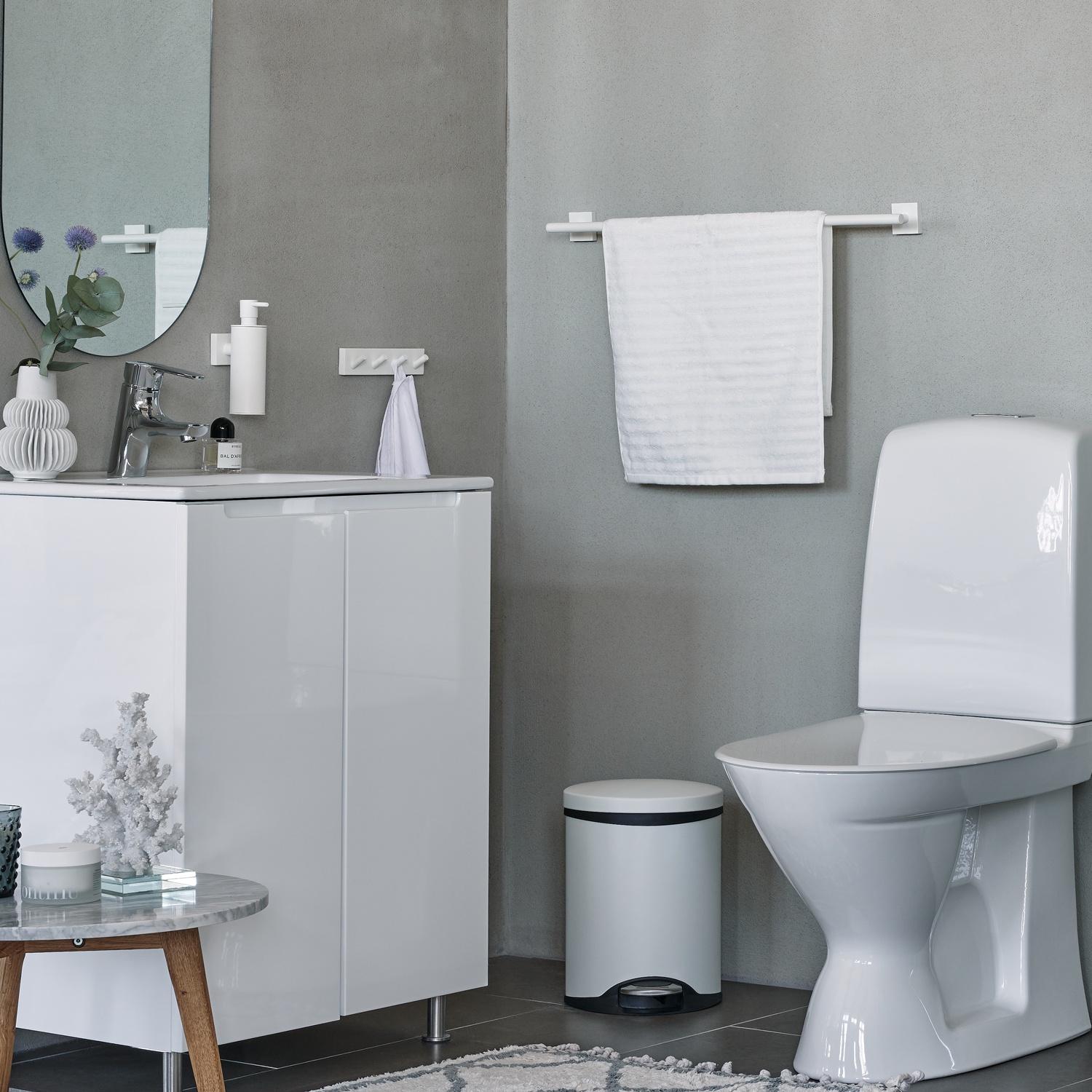 white lacquered stainless steel pedal bin