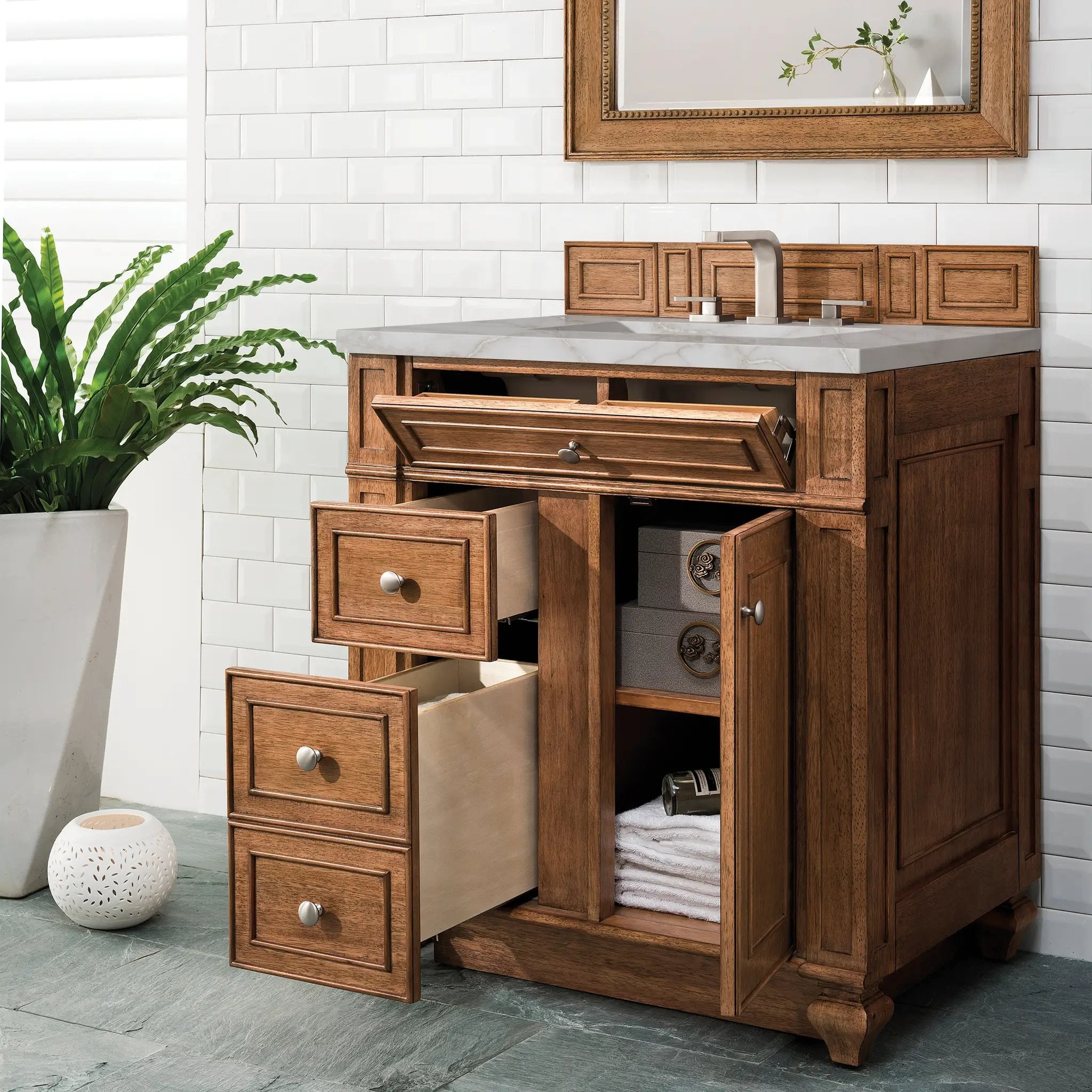 saddle brown vanity