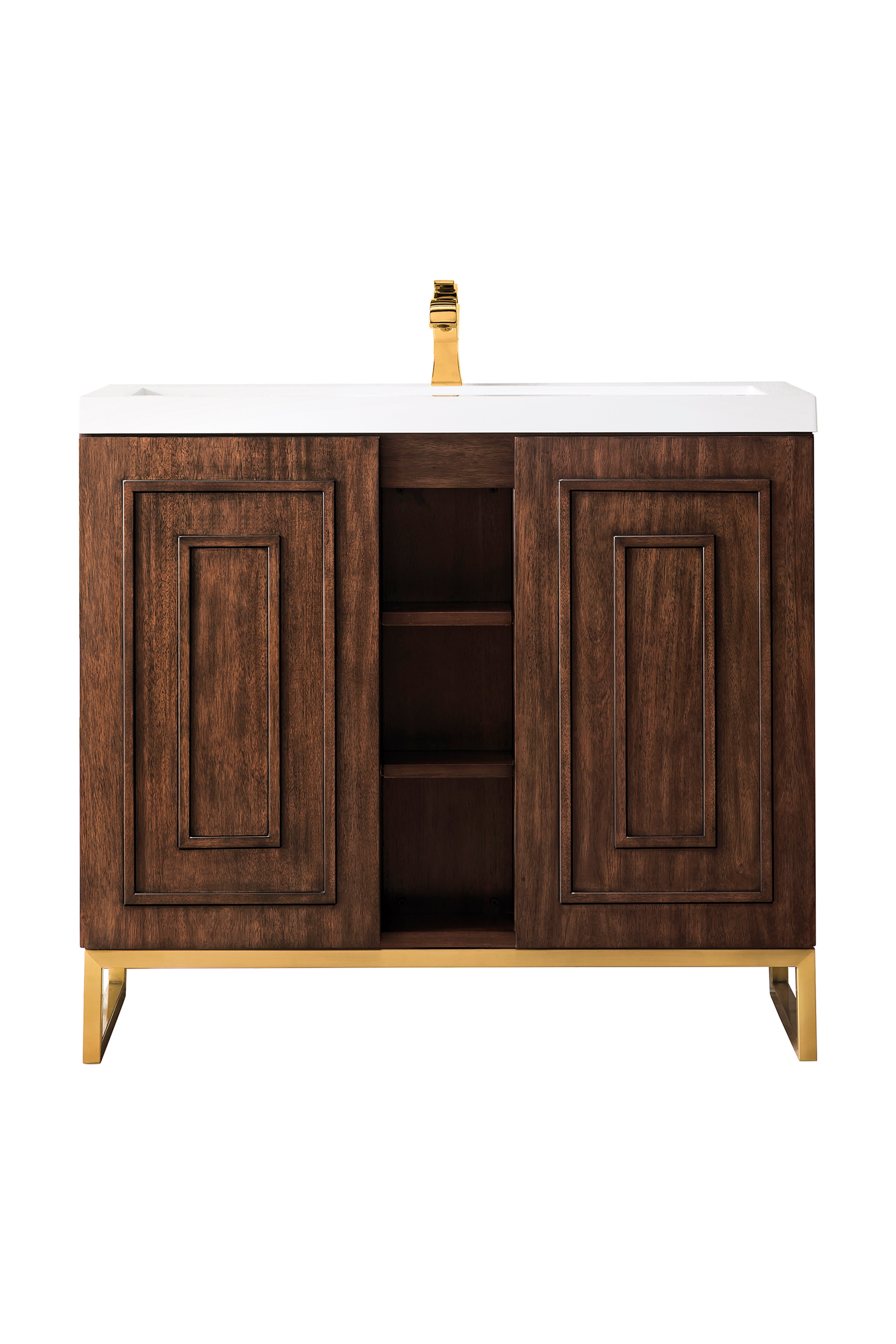 James Martin Vanities Alicante' 39.5" Single Vanity Cabinet, Mid Century Acacia, Radiant Gold
