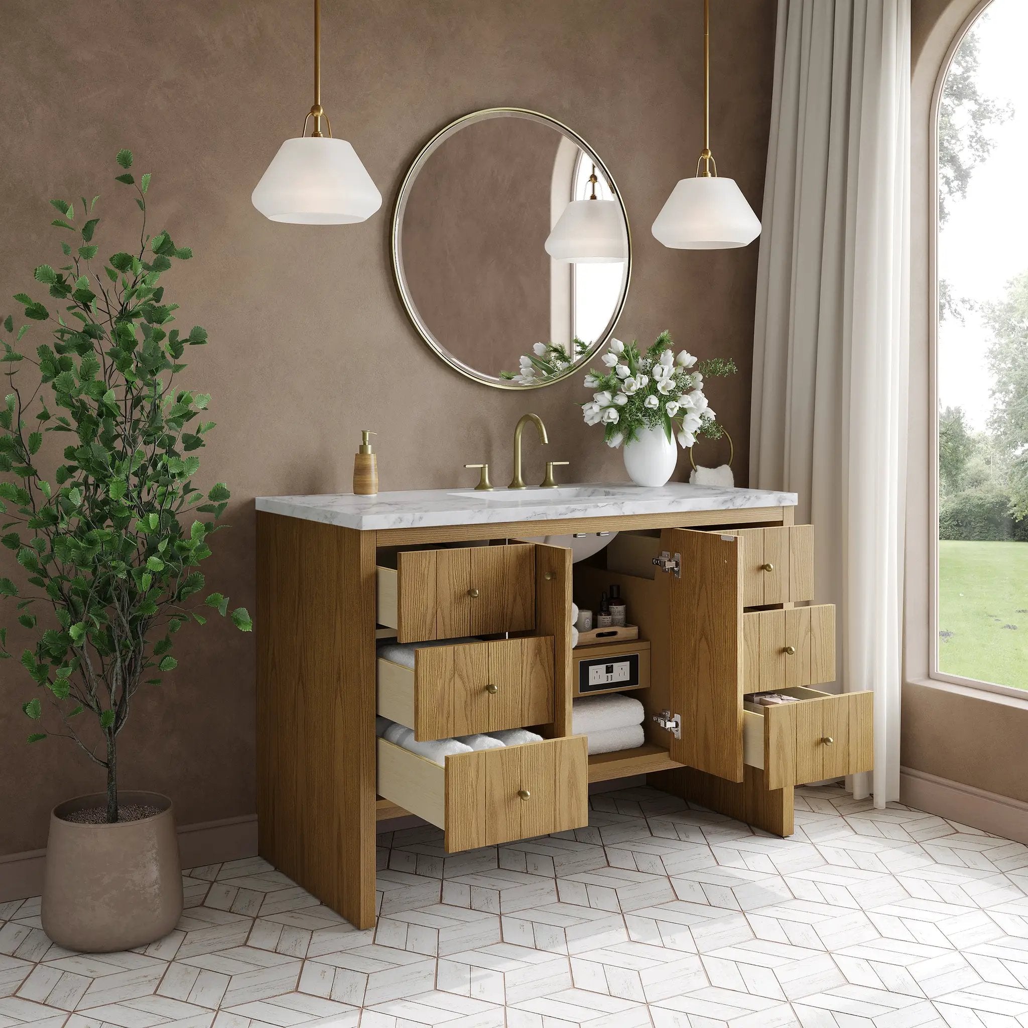 light natural oak vanity