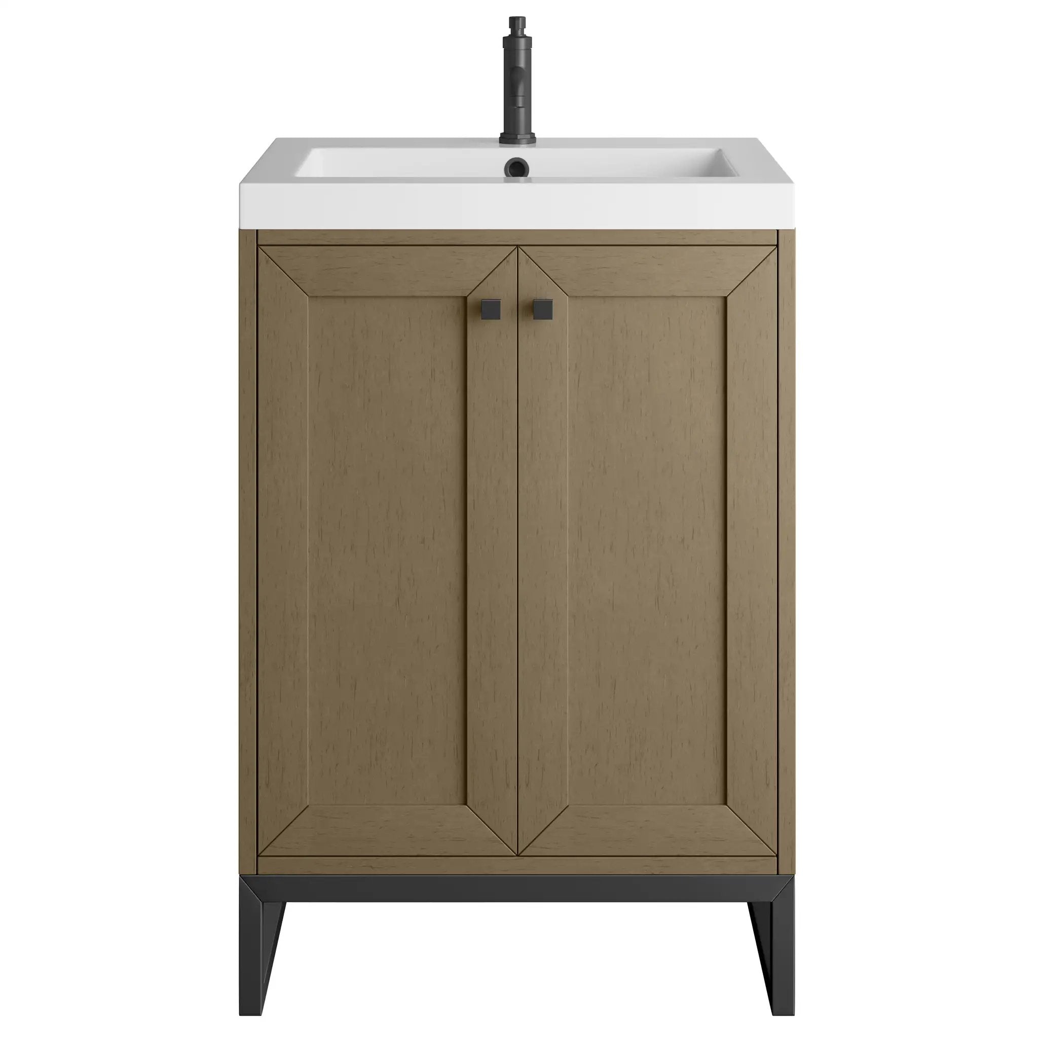 James Martin Chianti 24" Single Vanity - Walnut Whisper with White Glossy Composite Stone Top by James Martin Vanities