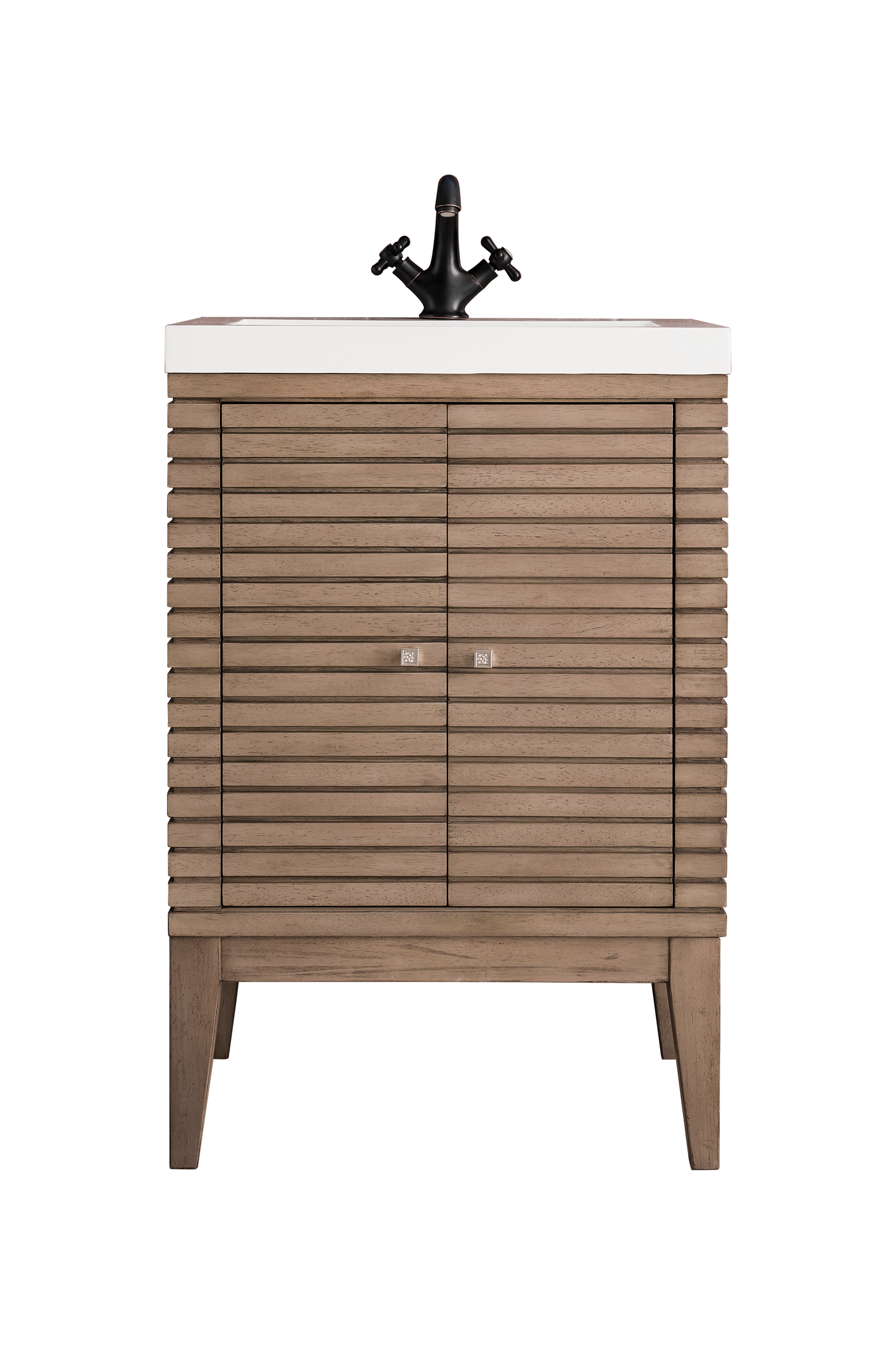 James Martin Vanities Linden 24" Single Vanity With White Glossy Composite Stone Top