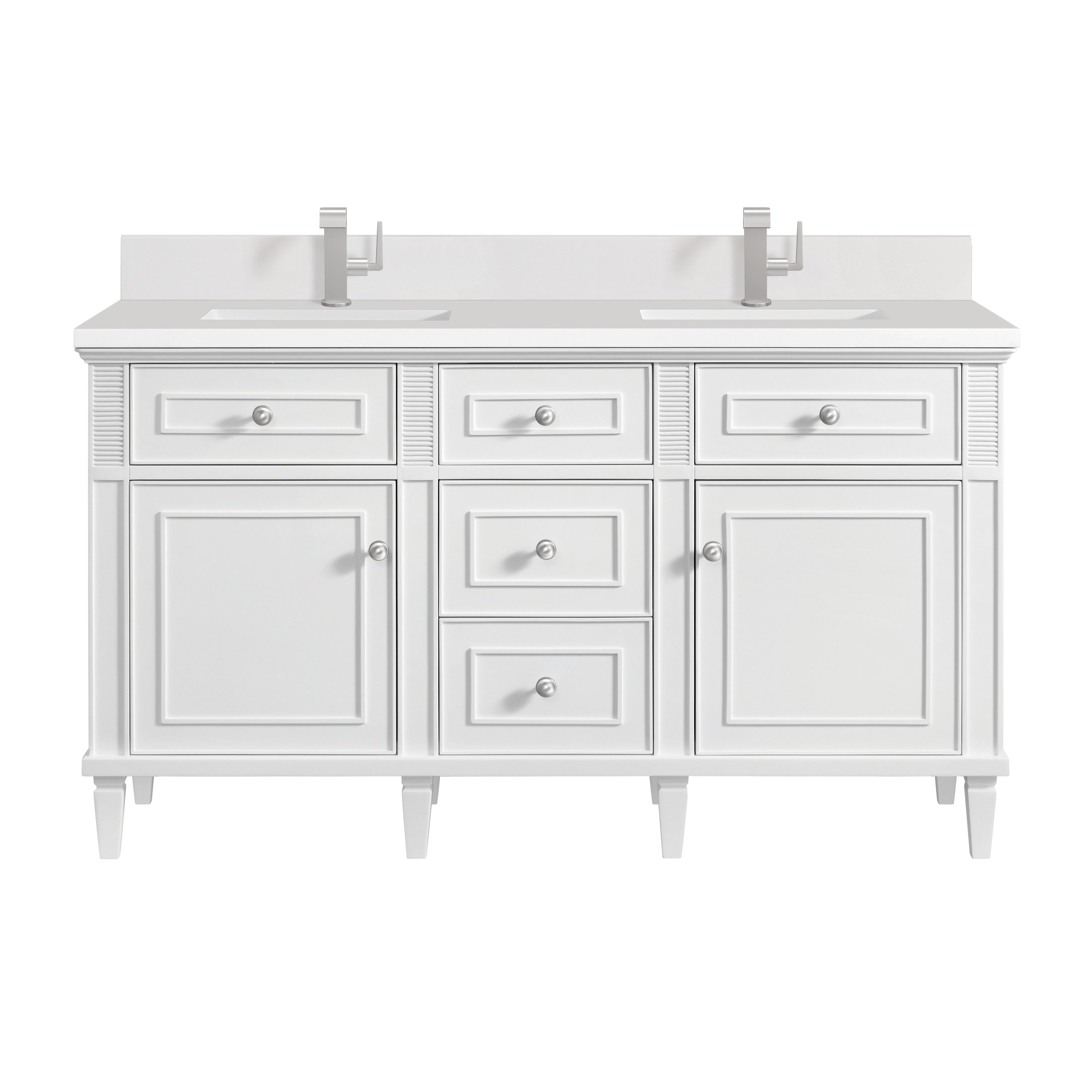 James Martin Vanities Lorelai 60" Double Vanity - Bright White