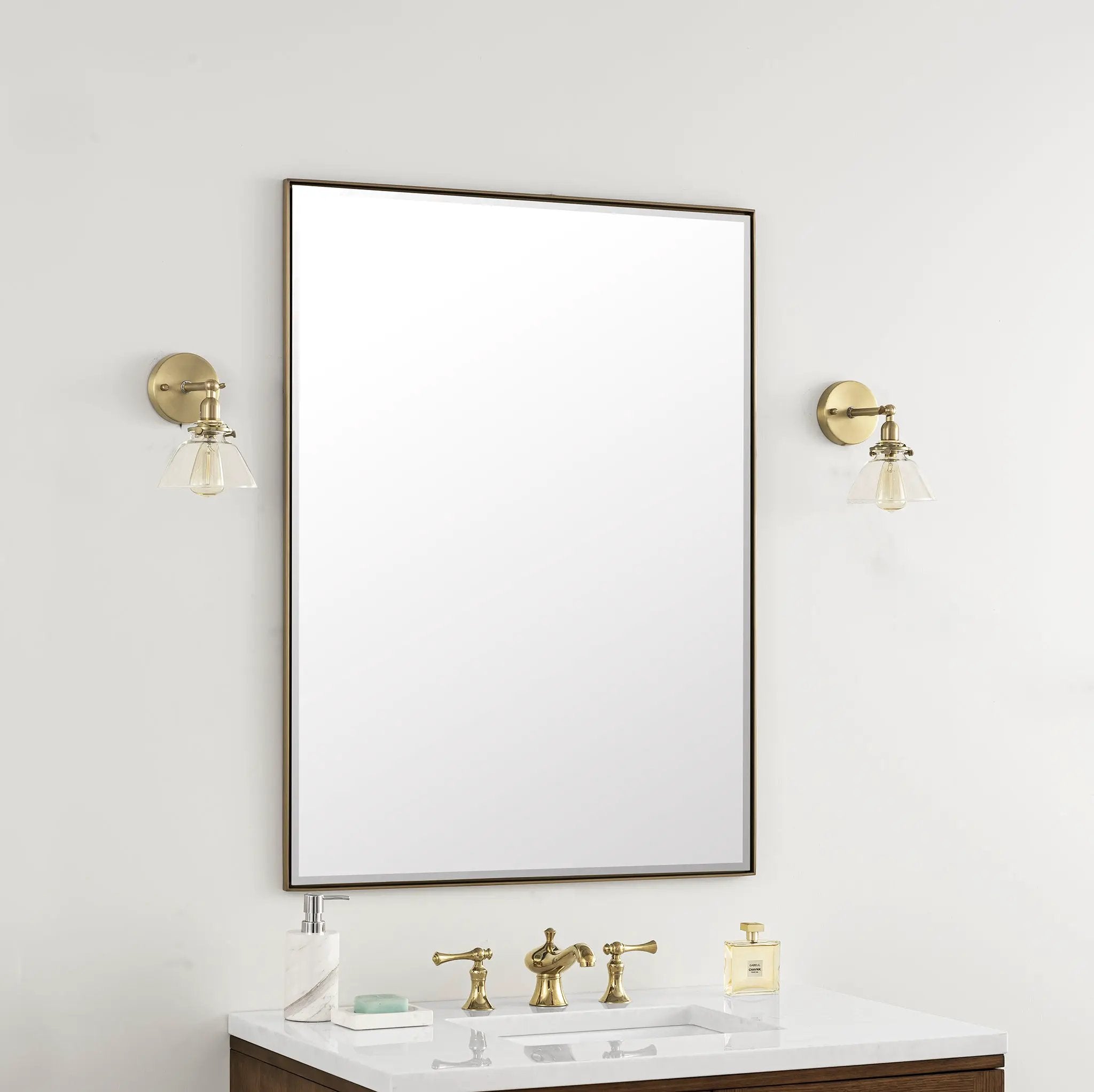 champagne brass mirror