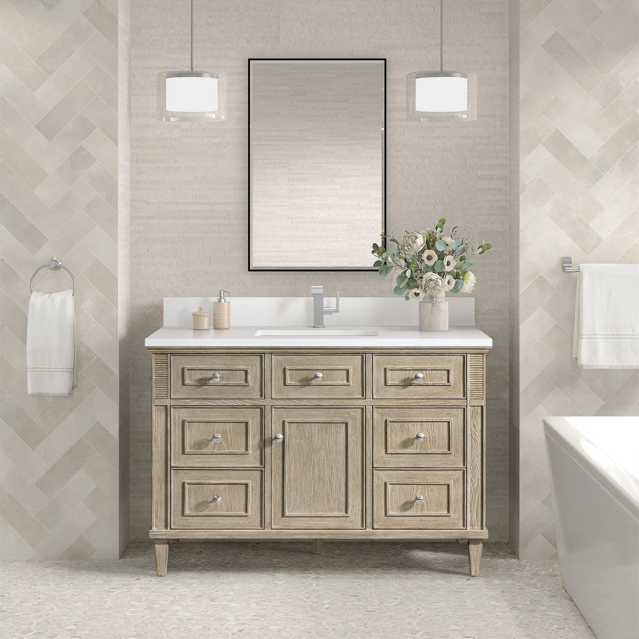 whitewashed oak vanity