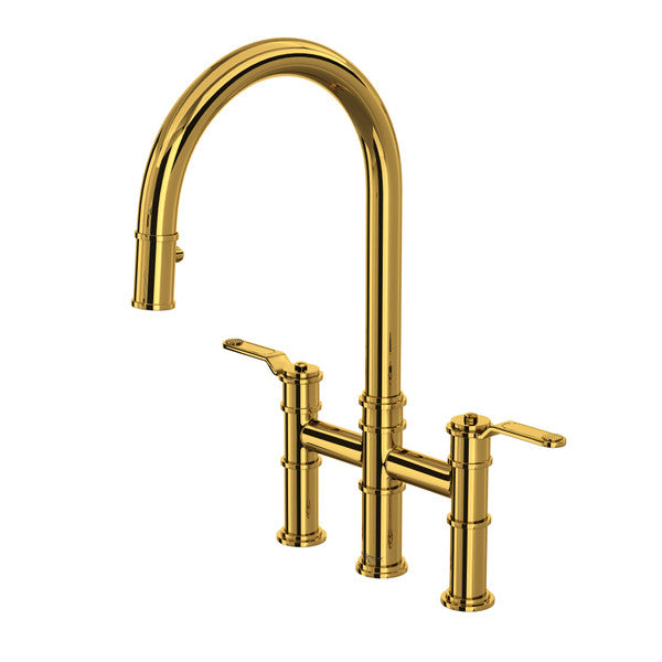 Rohl Armstrong Pull-Down Bridge Kitchen Faucet with C-Spout