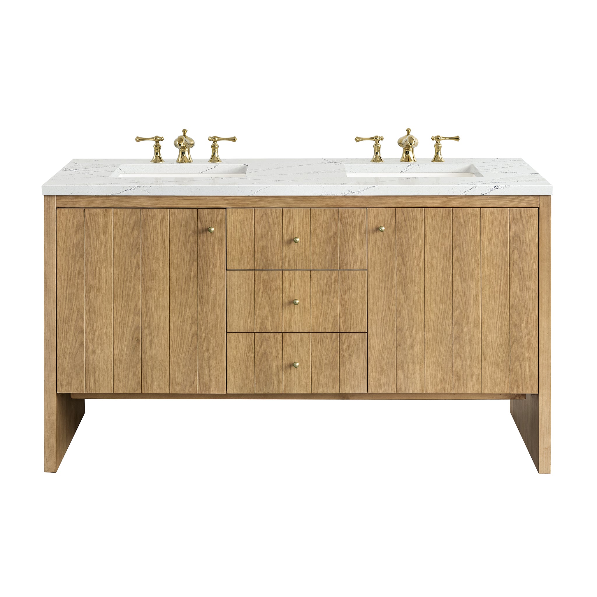 James Martin Vanities Hudson 60" Double Vanity - Light Natural Oak