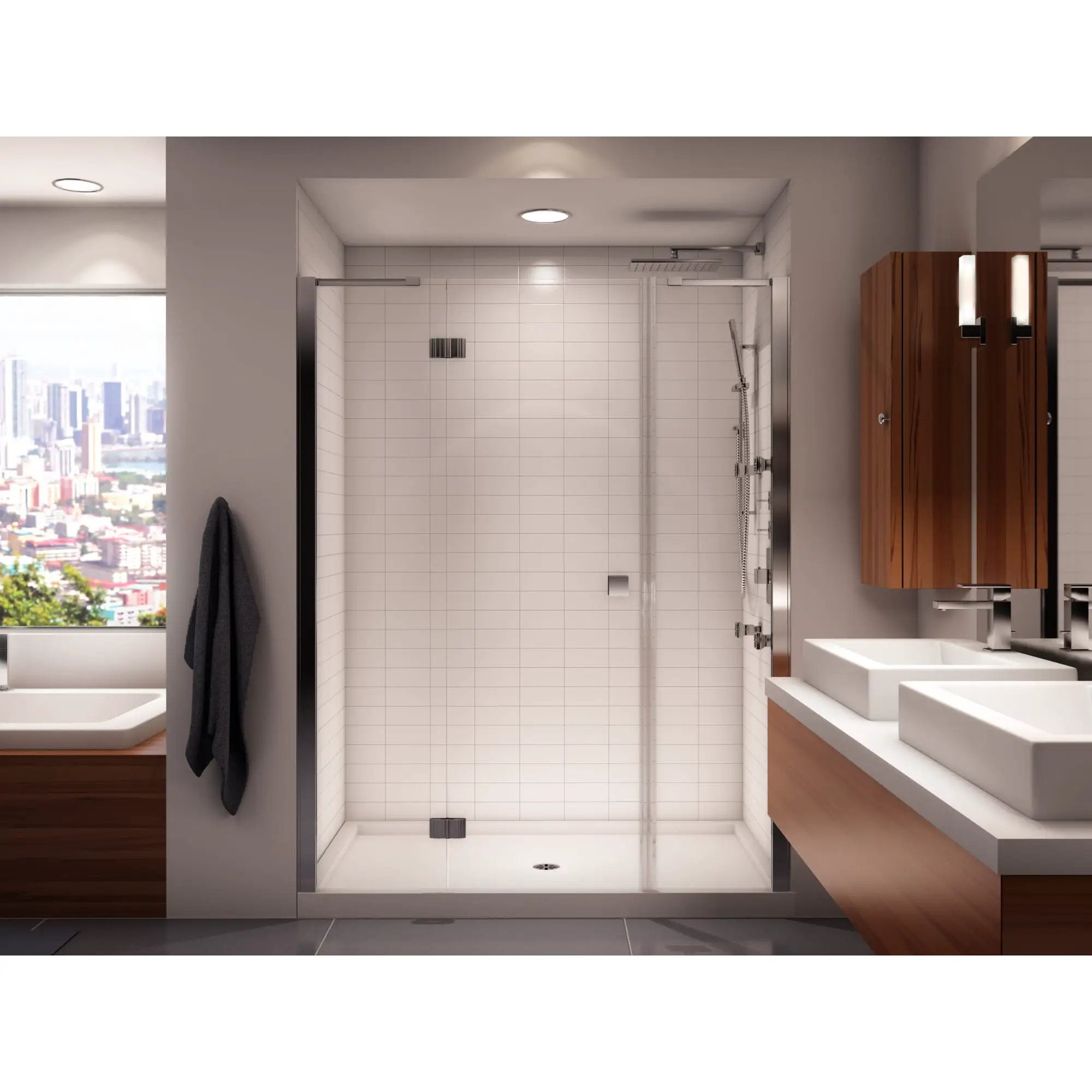 white shower base
