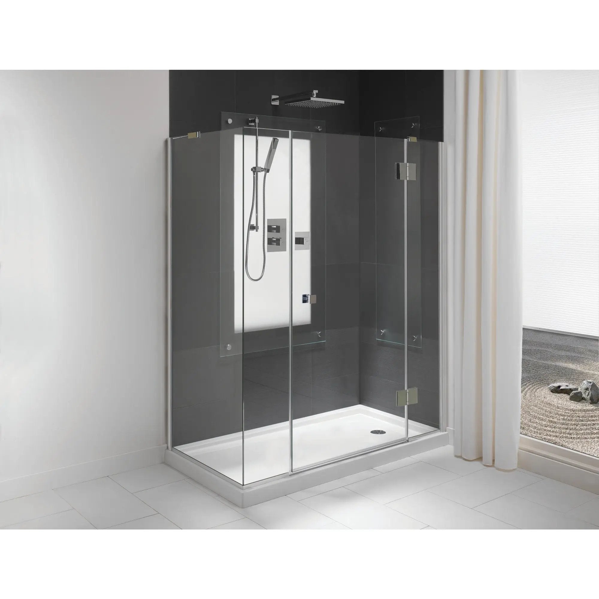 white shower base