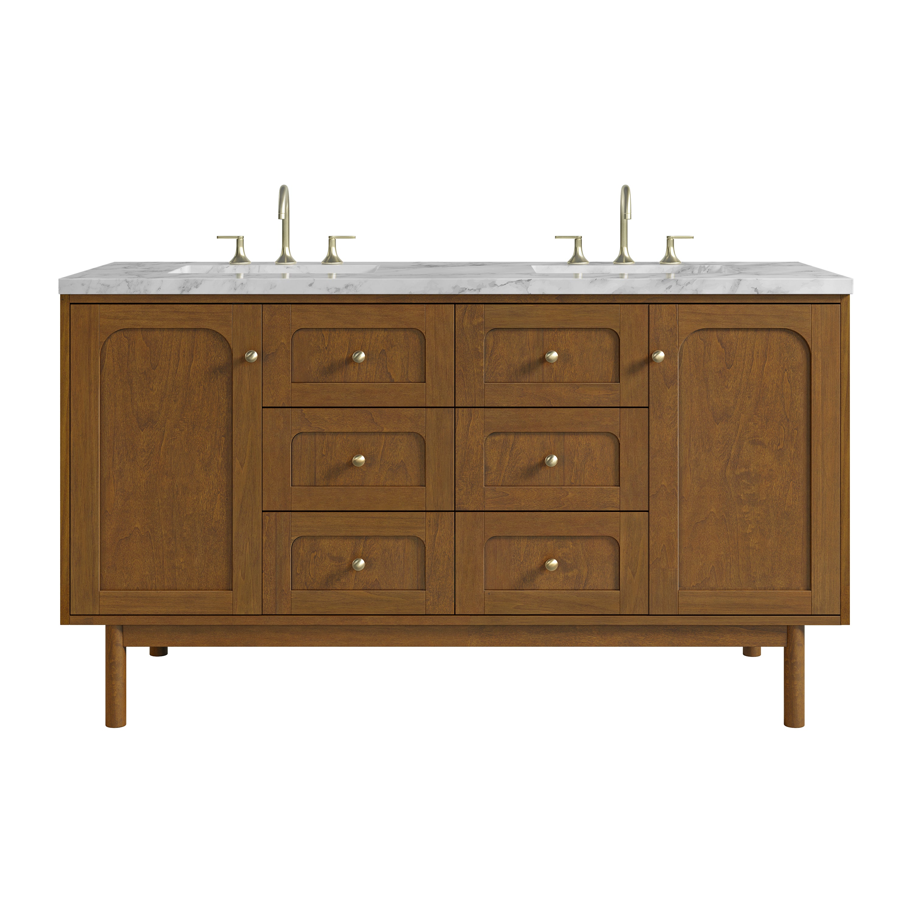 James Martin Laurent 60" Double Vanity Set - Honey Oak