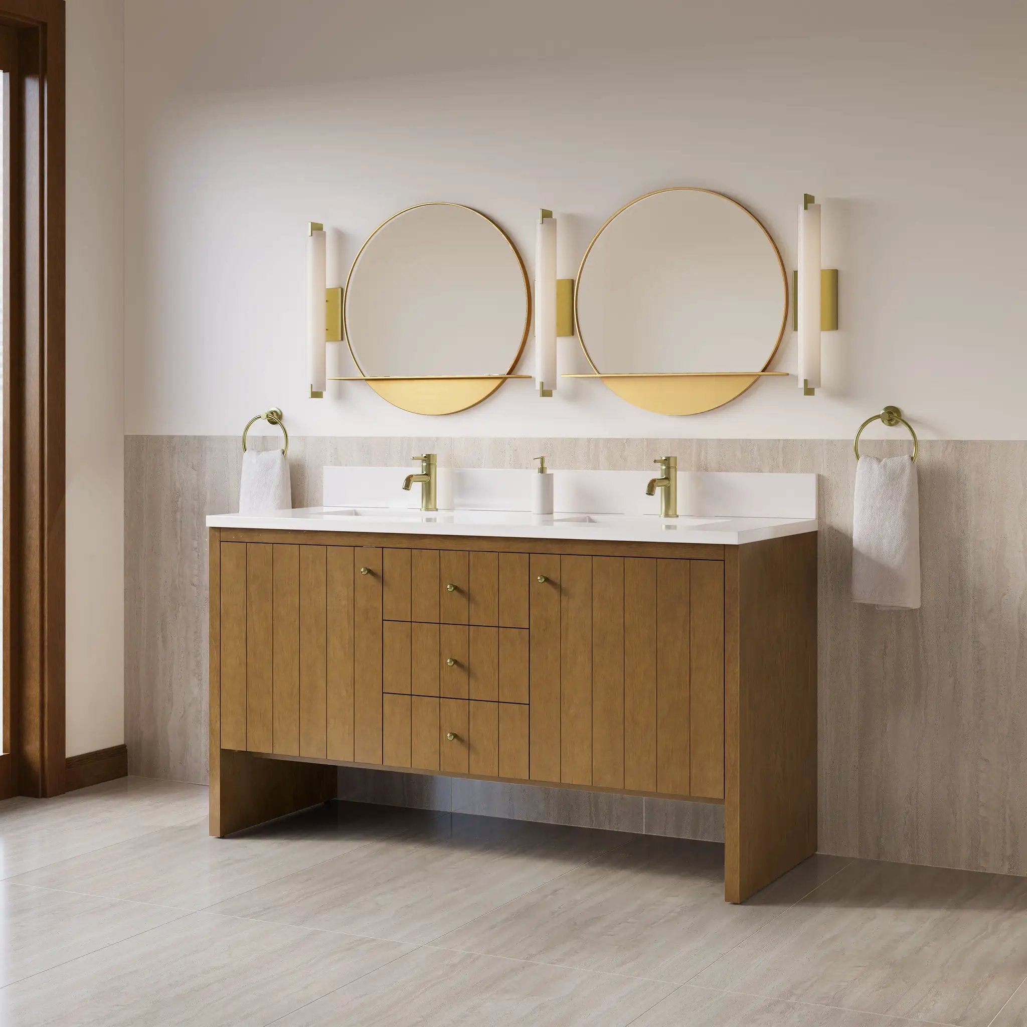honey oak vanity