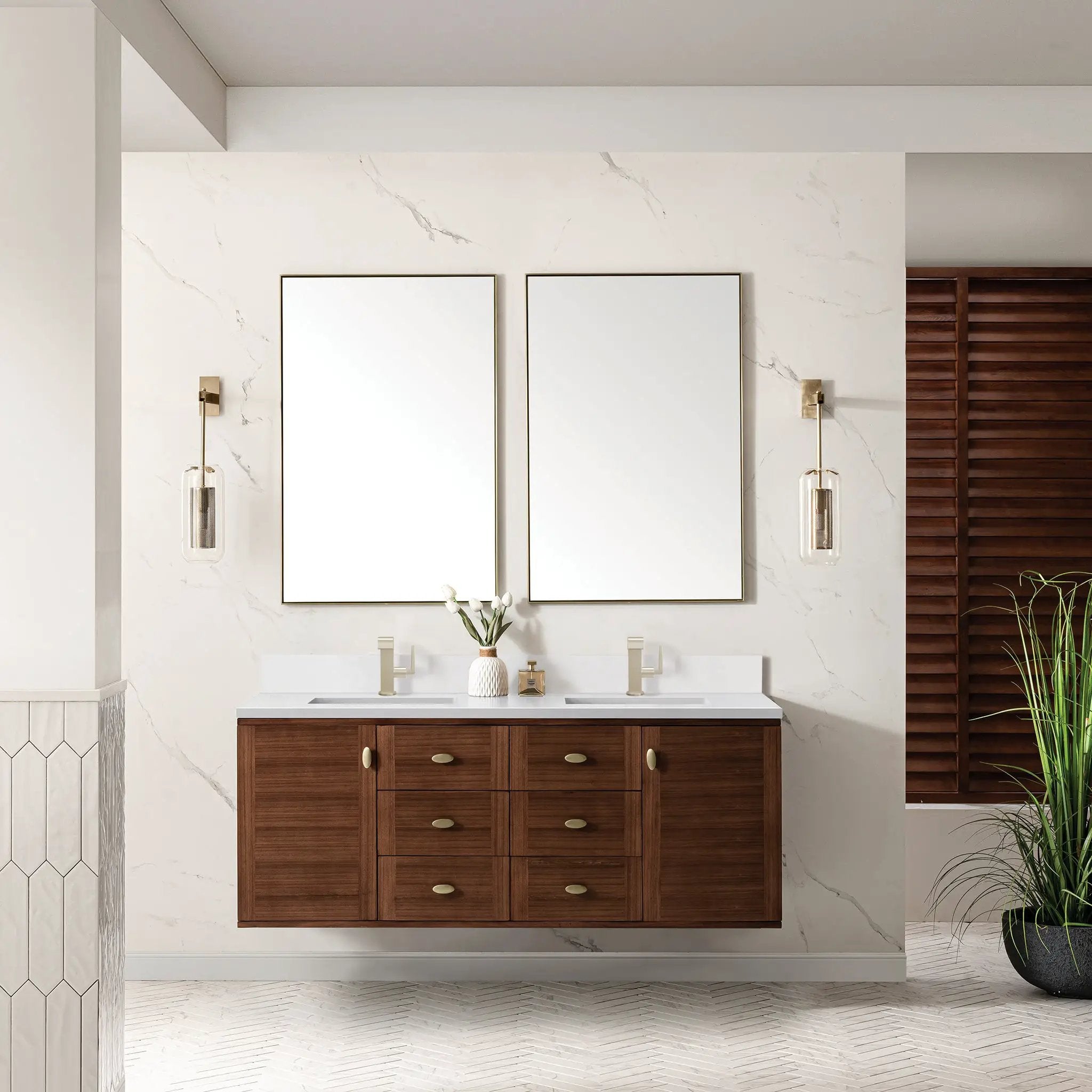 mid-century walnut vanity