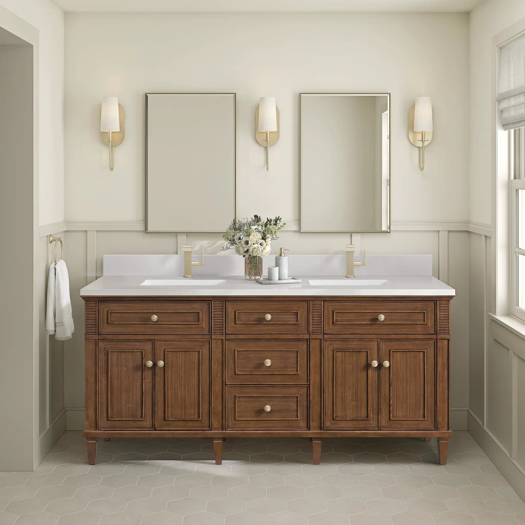 mid-century walnut vanity