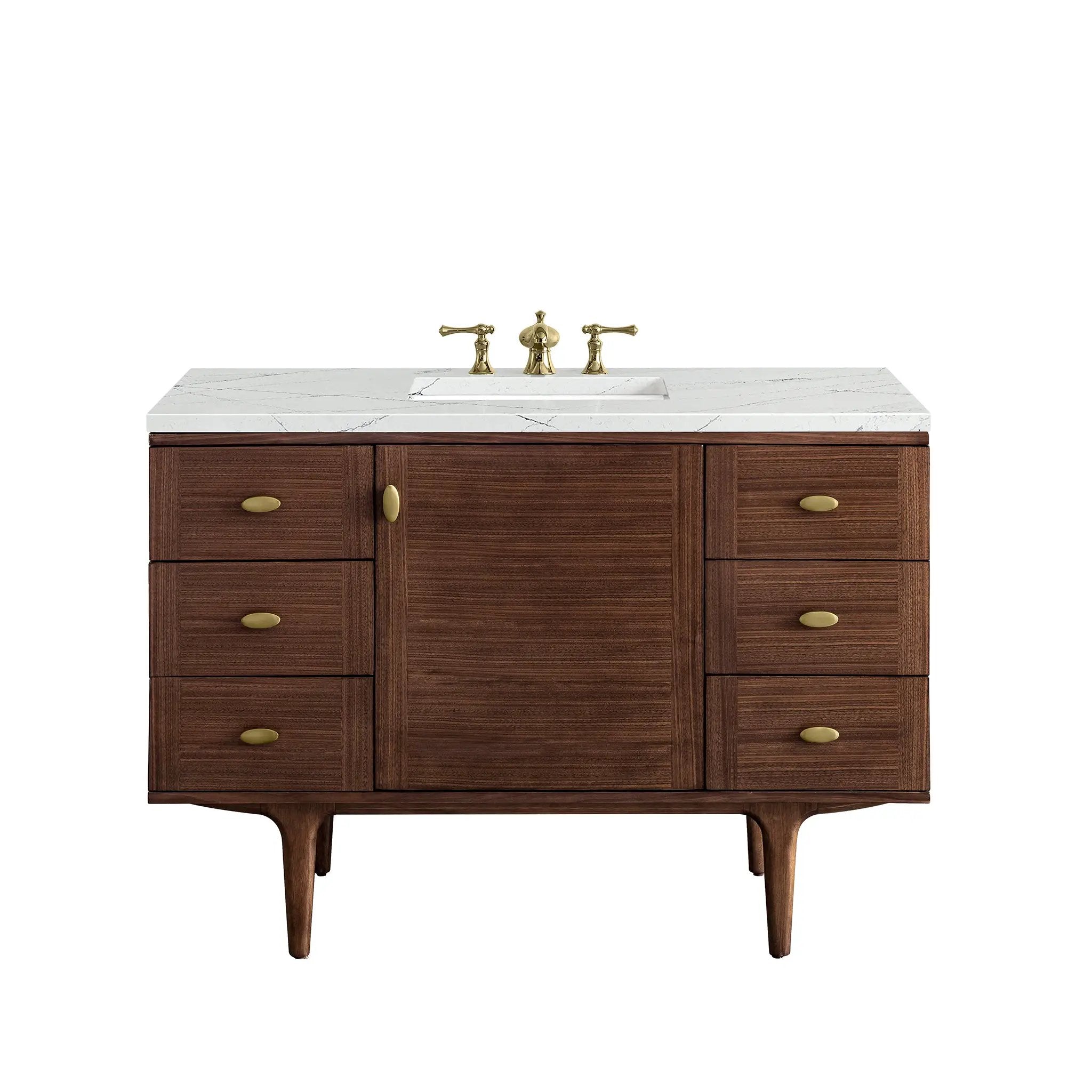 James Martin Amberly 48" Single Vanity Set - Mid-Century Walnut by James Martin Vanities