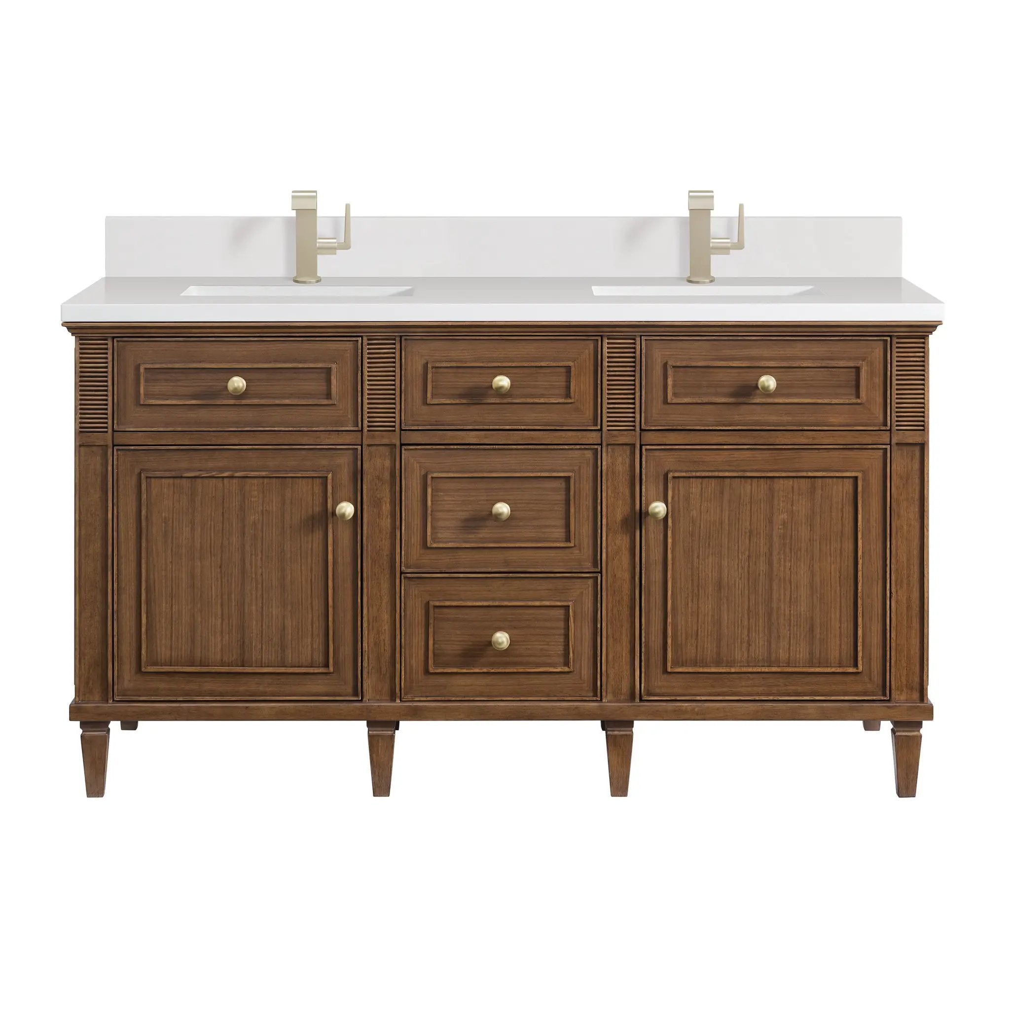 James Martin Lorelai 60" Double Vanity Set - Mid-Century Walnut by James Martin Vanities