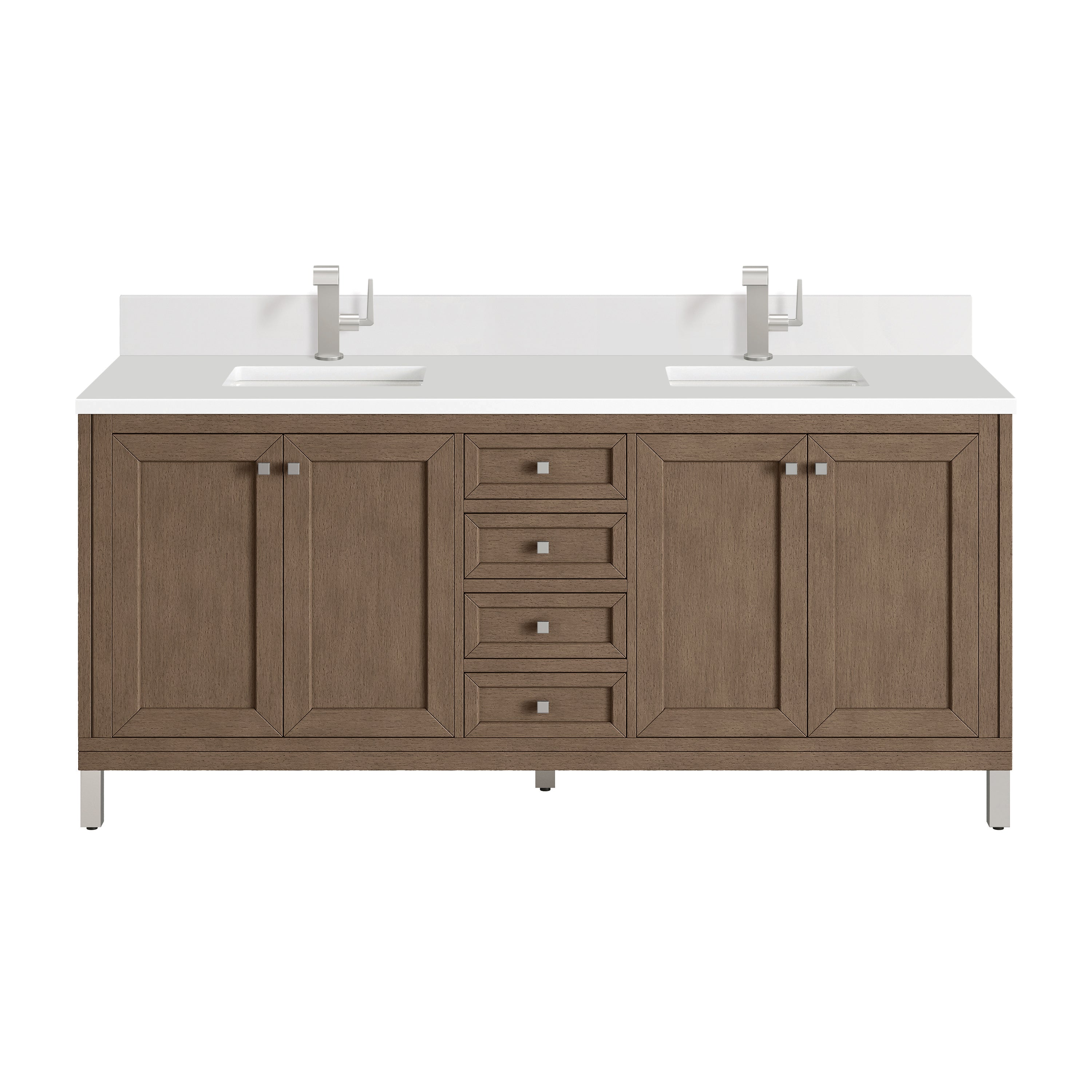 James Martin Vanities Chicago 72" Double Vanity - Whitewashed Walnut