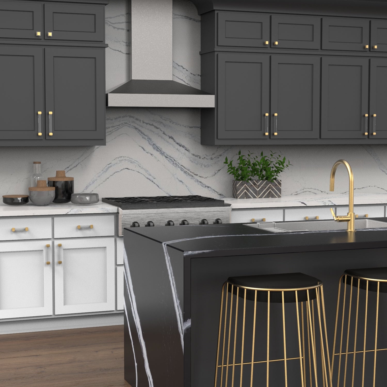 brushed golden brass knob