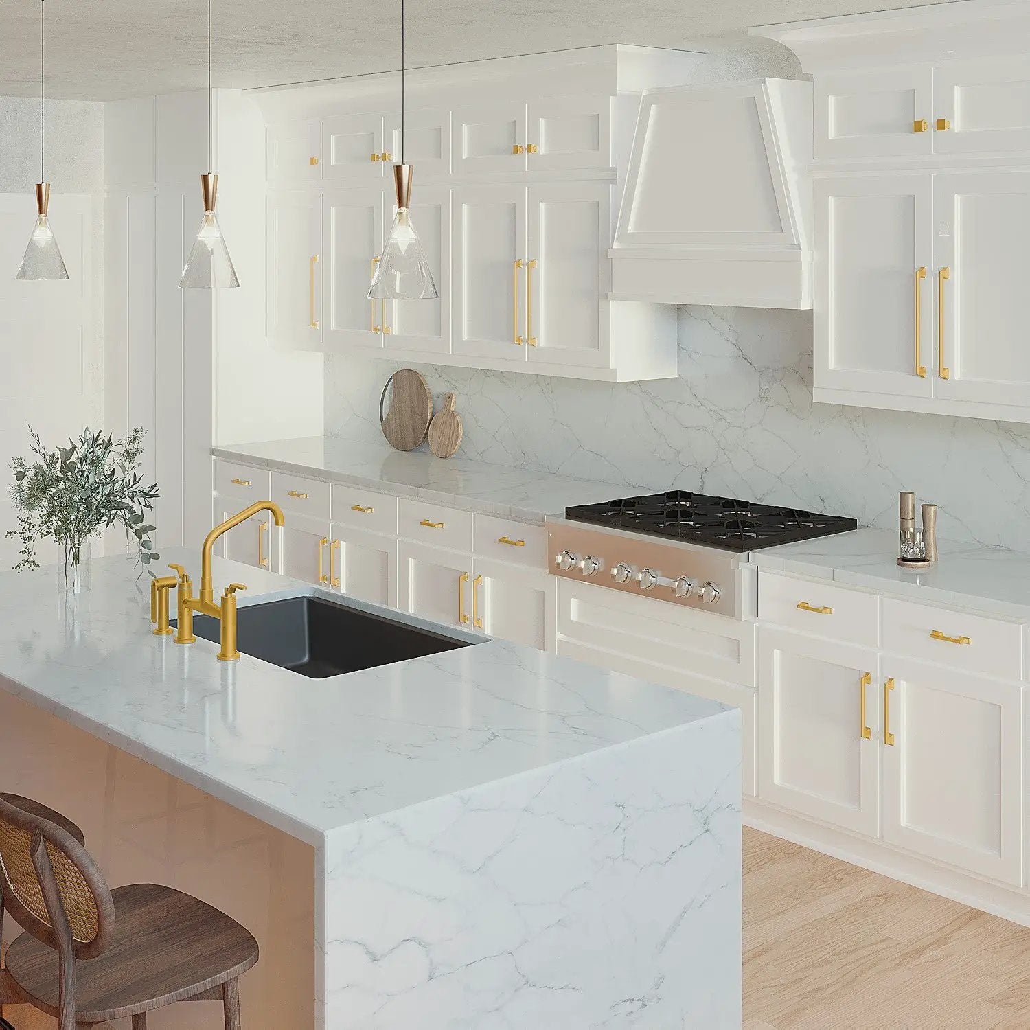brushed golden brass knob