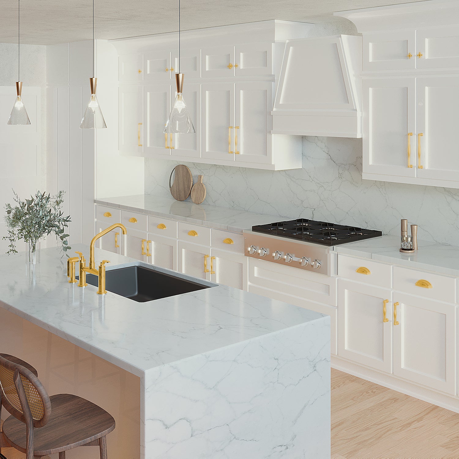 brushed golden brass knob