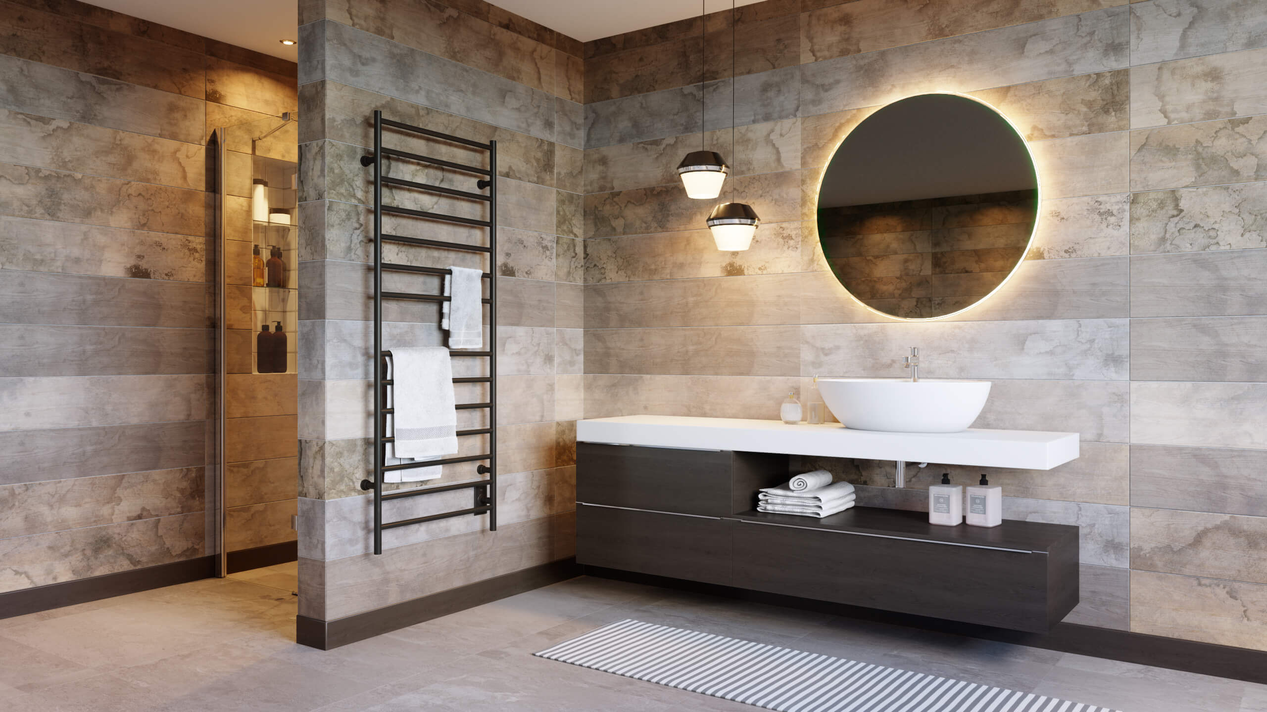 Matte black towel Warmer