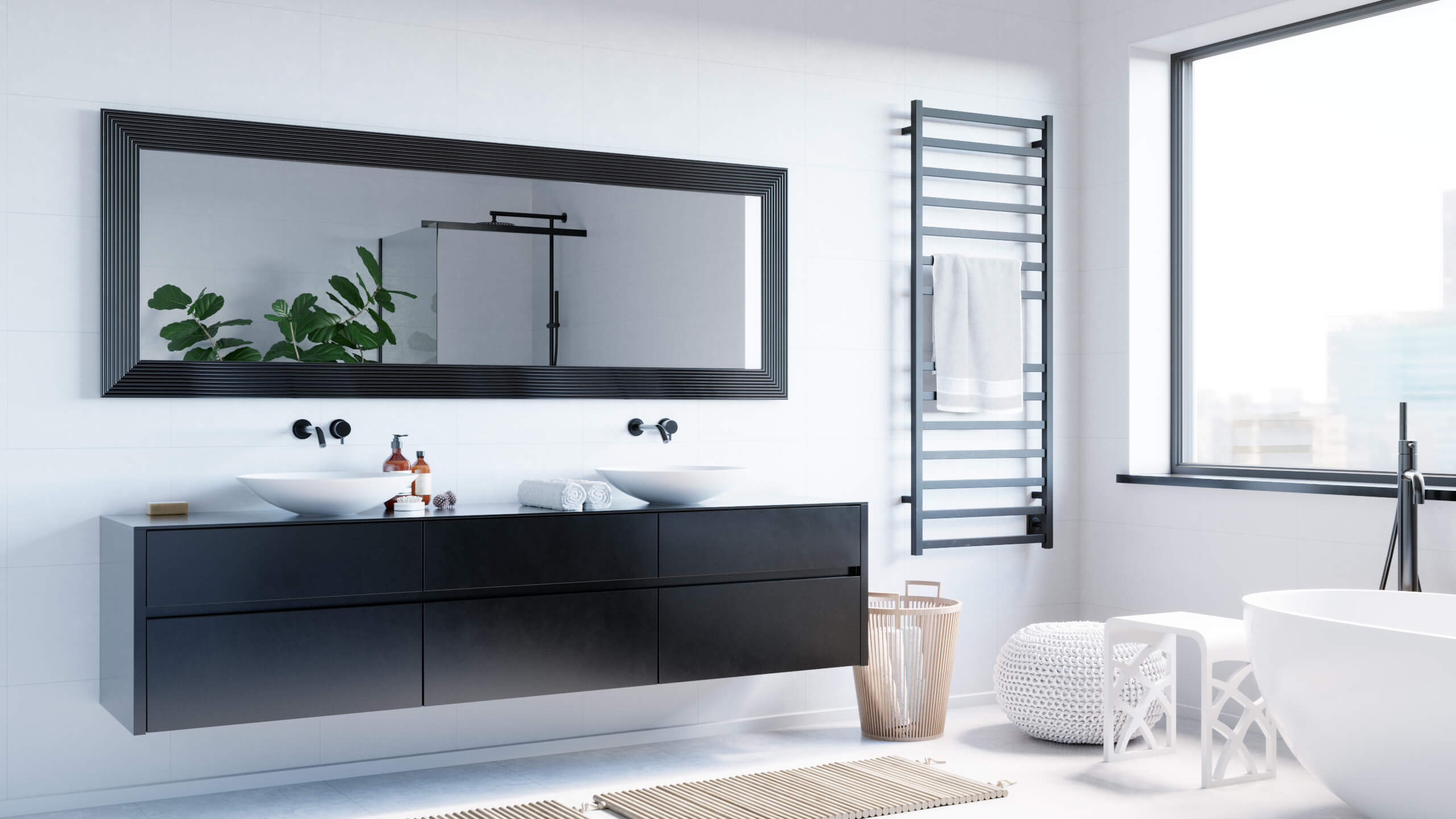 Matte black towel Warmer