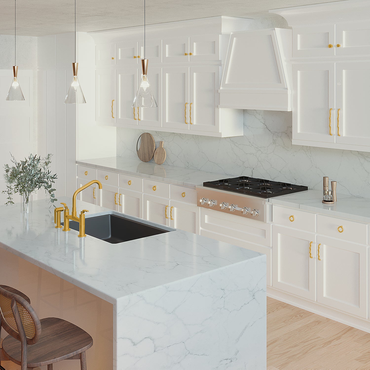 brushed golden brass knob