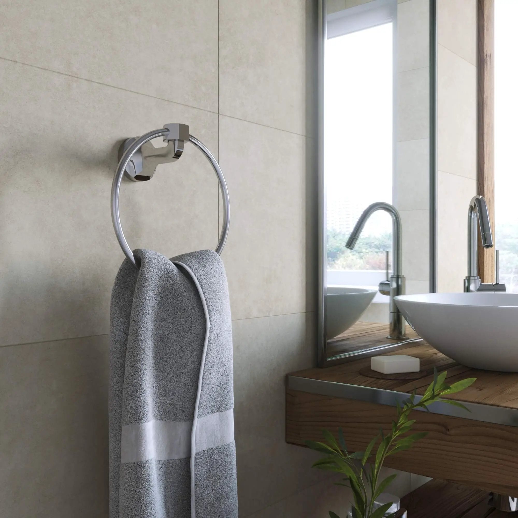 Chrome towel ring