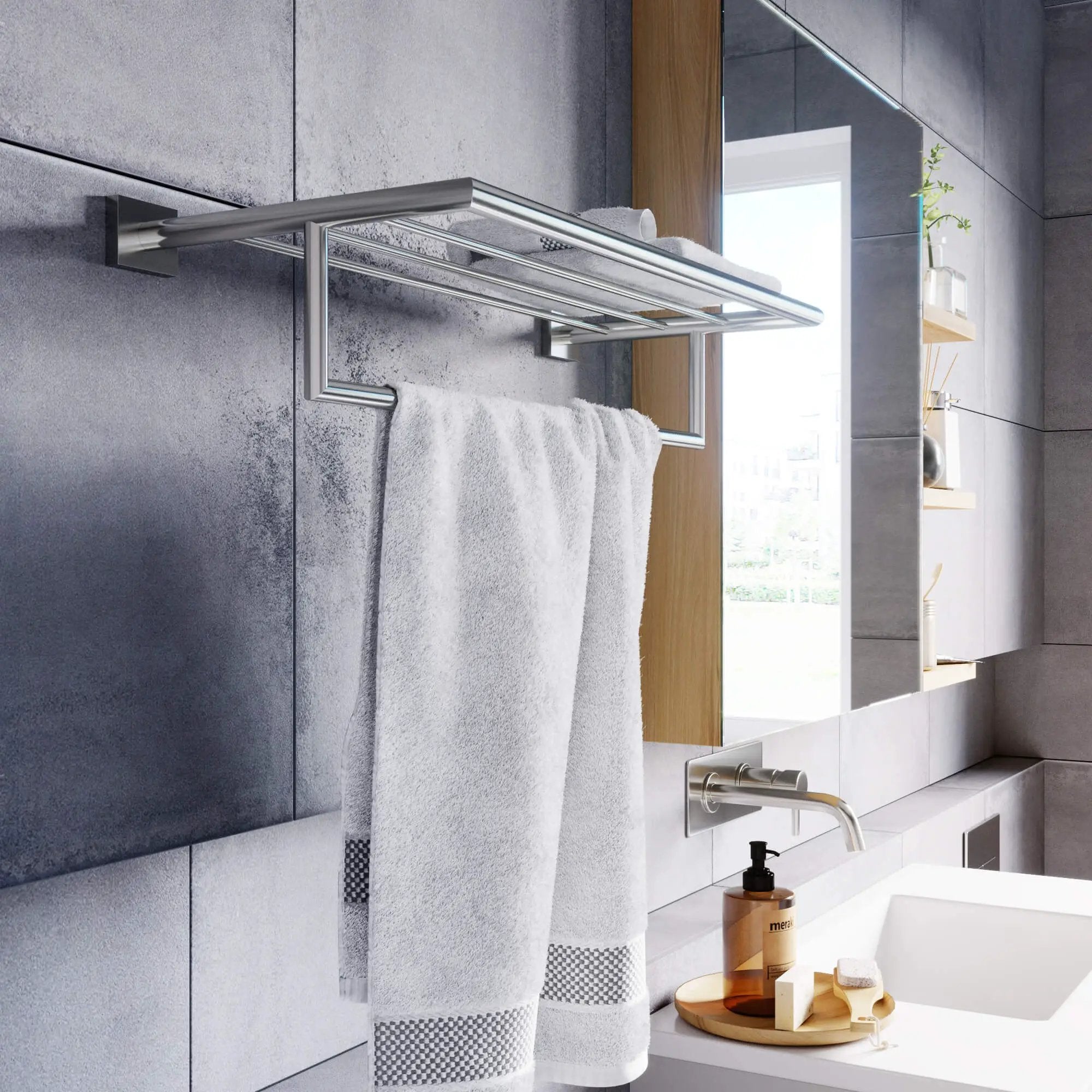 Chrome towel shelf