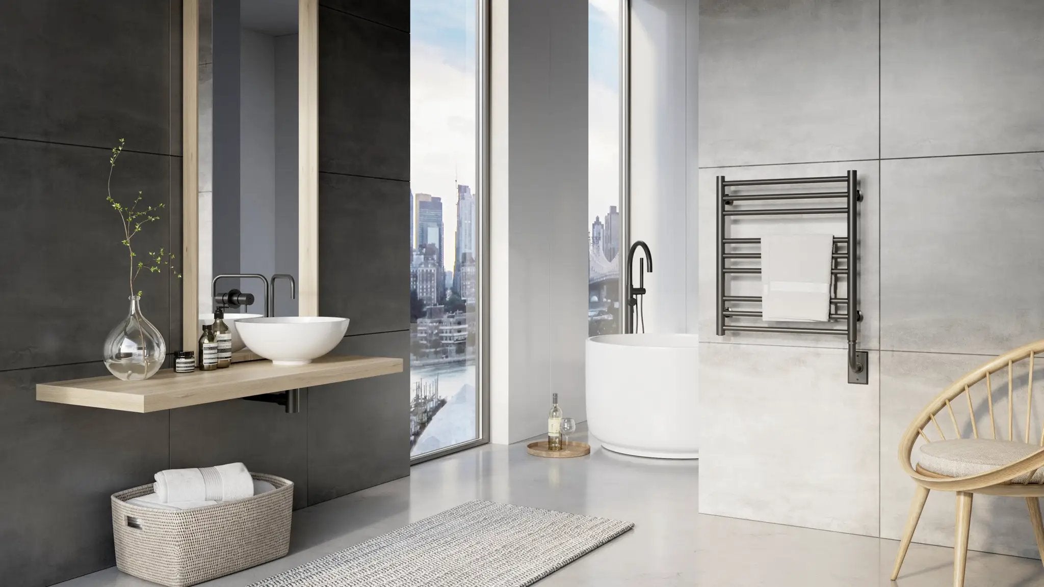 Matte black towel Warmer