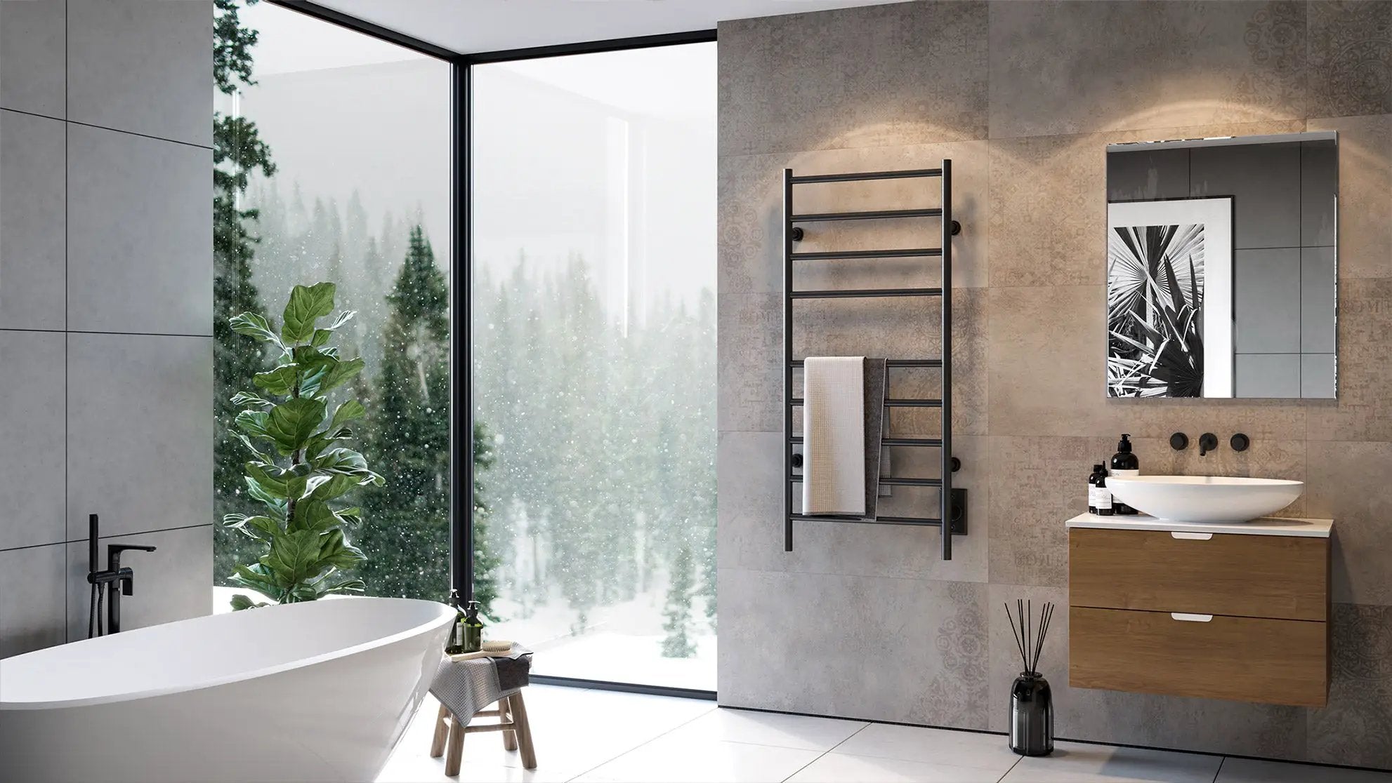Matte black towel Warmer