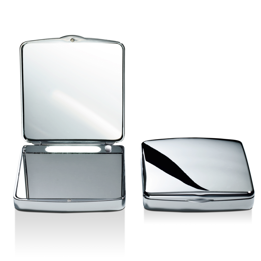 chrome pocket cosmetic mirror