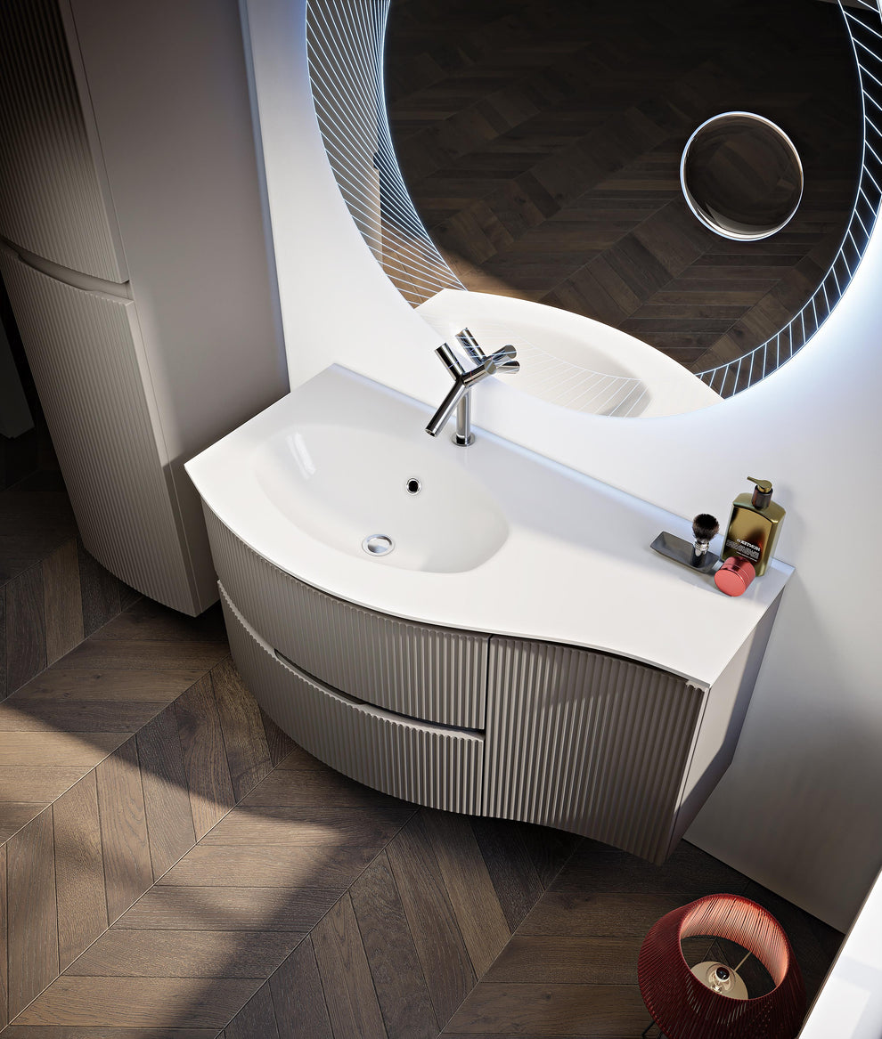 glossy white bathroom sink