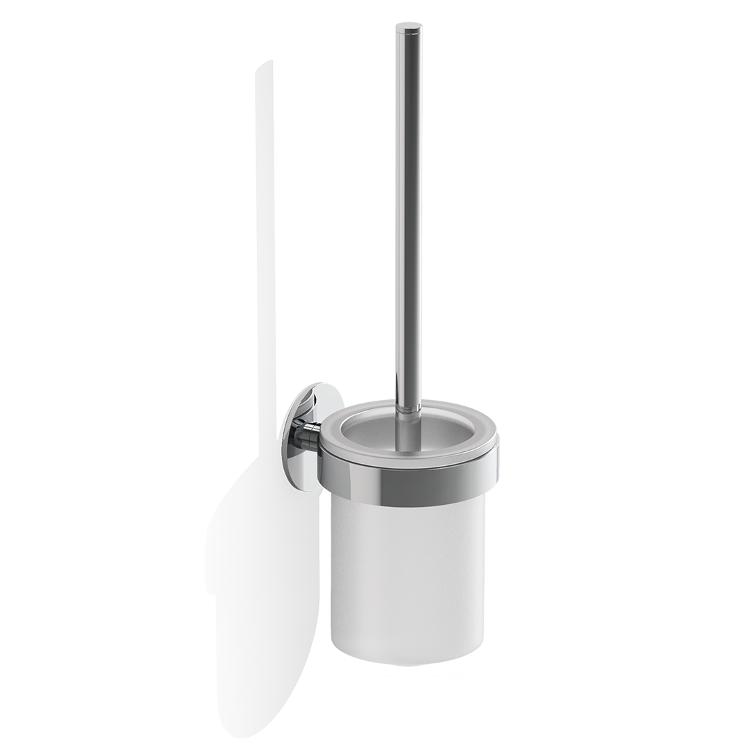 chrome toilet brush set