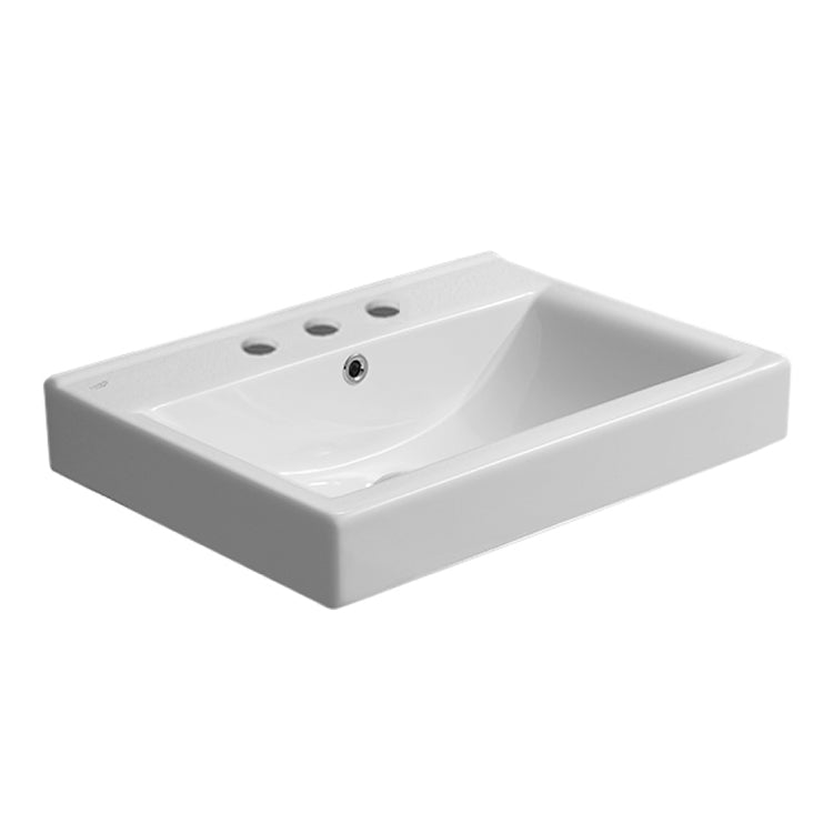Nameeks CeraStyle 23-3/5" Ceramic Wall Mounted Bathroom Sink with One Faucet Hole - Includes Overflow