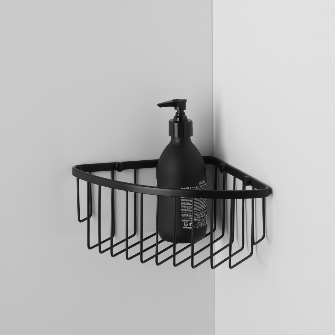 black matte shower basket