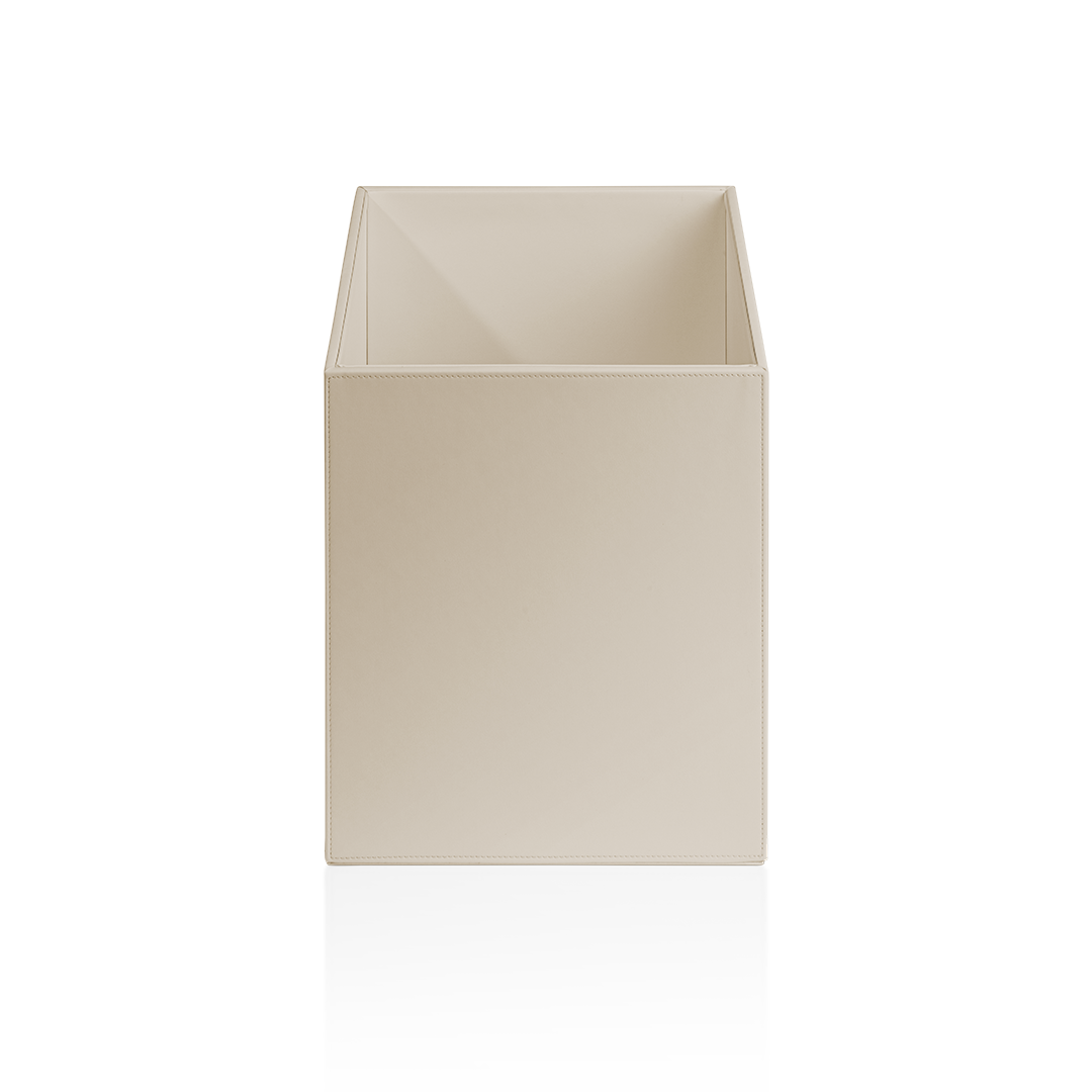 artificial leather beige paper bin square