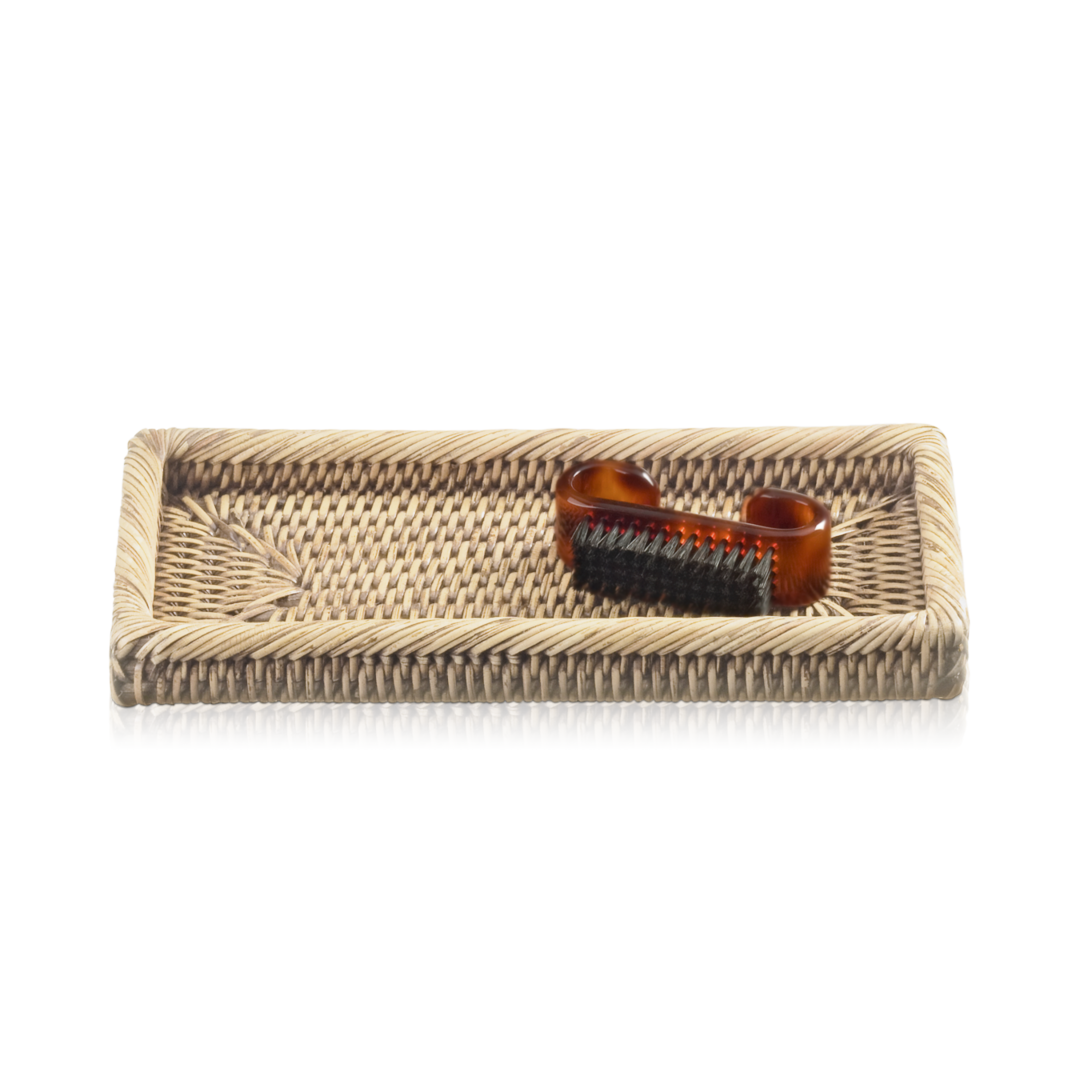rattan light comb tray rectangular