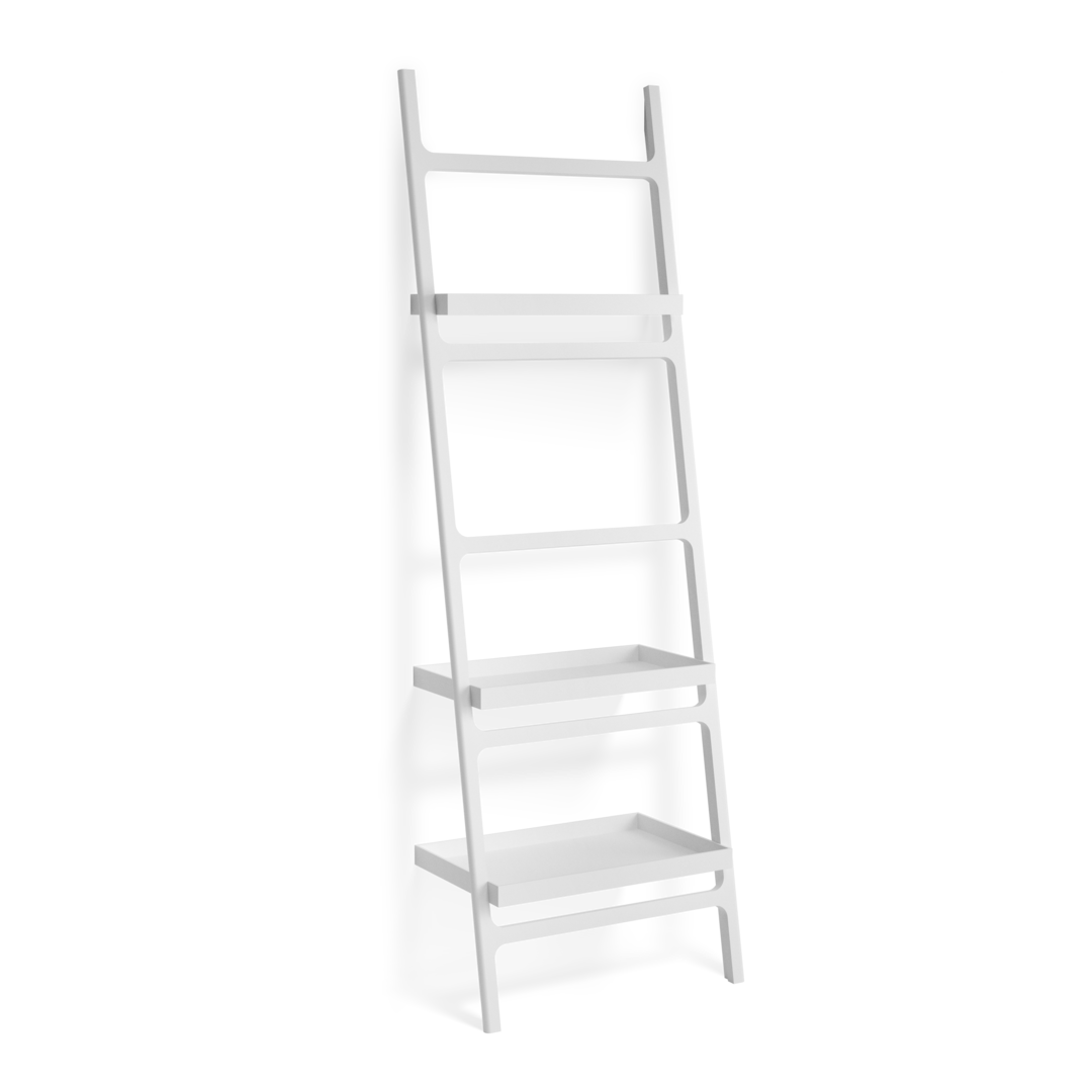 white matte towel ladder with 3 shelves