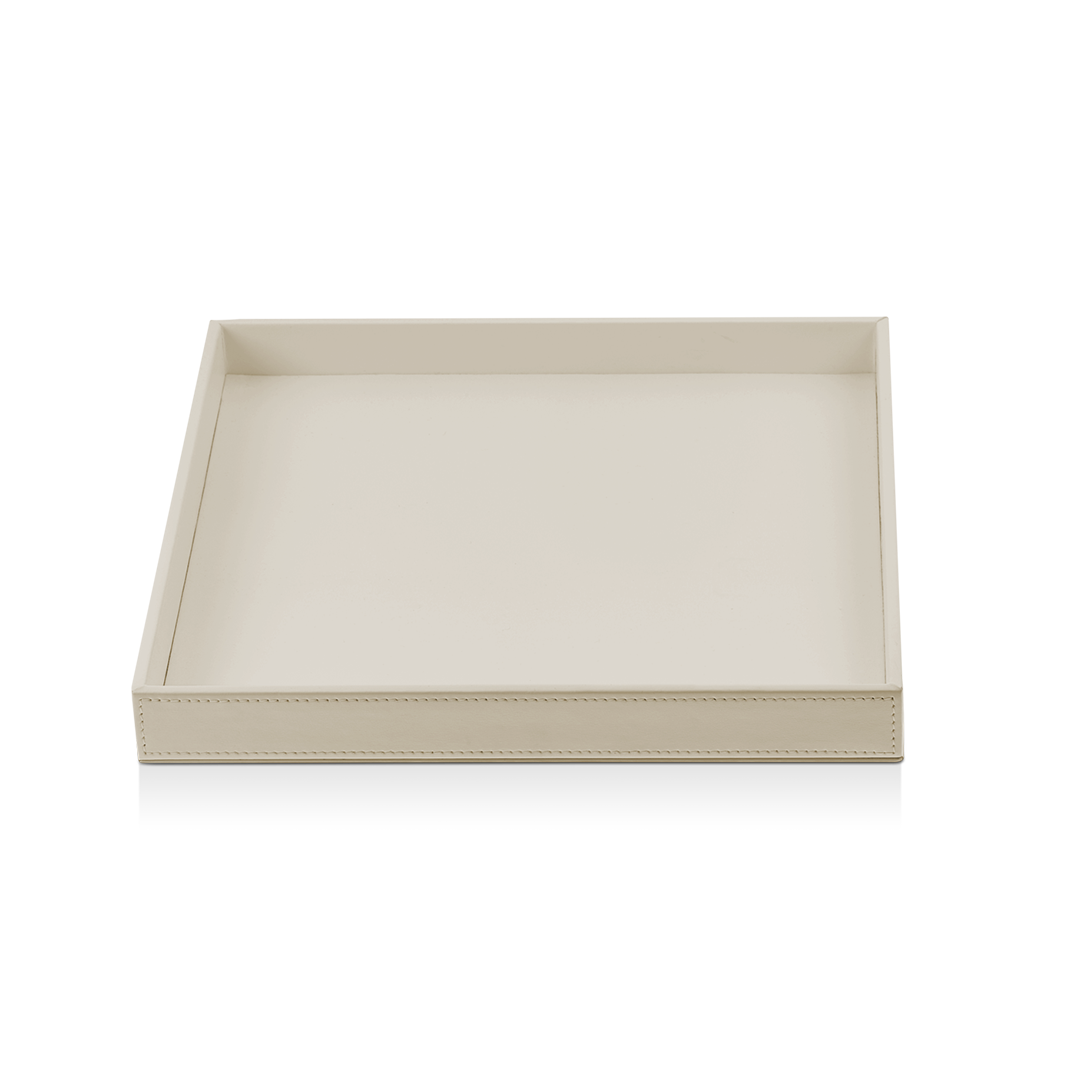 artificial leather beige tray square