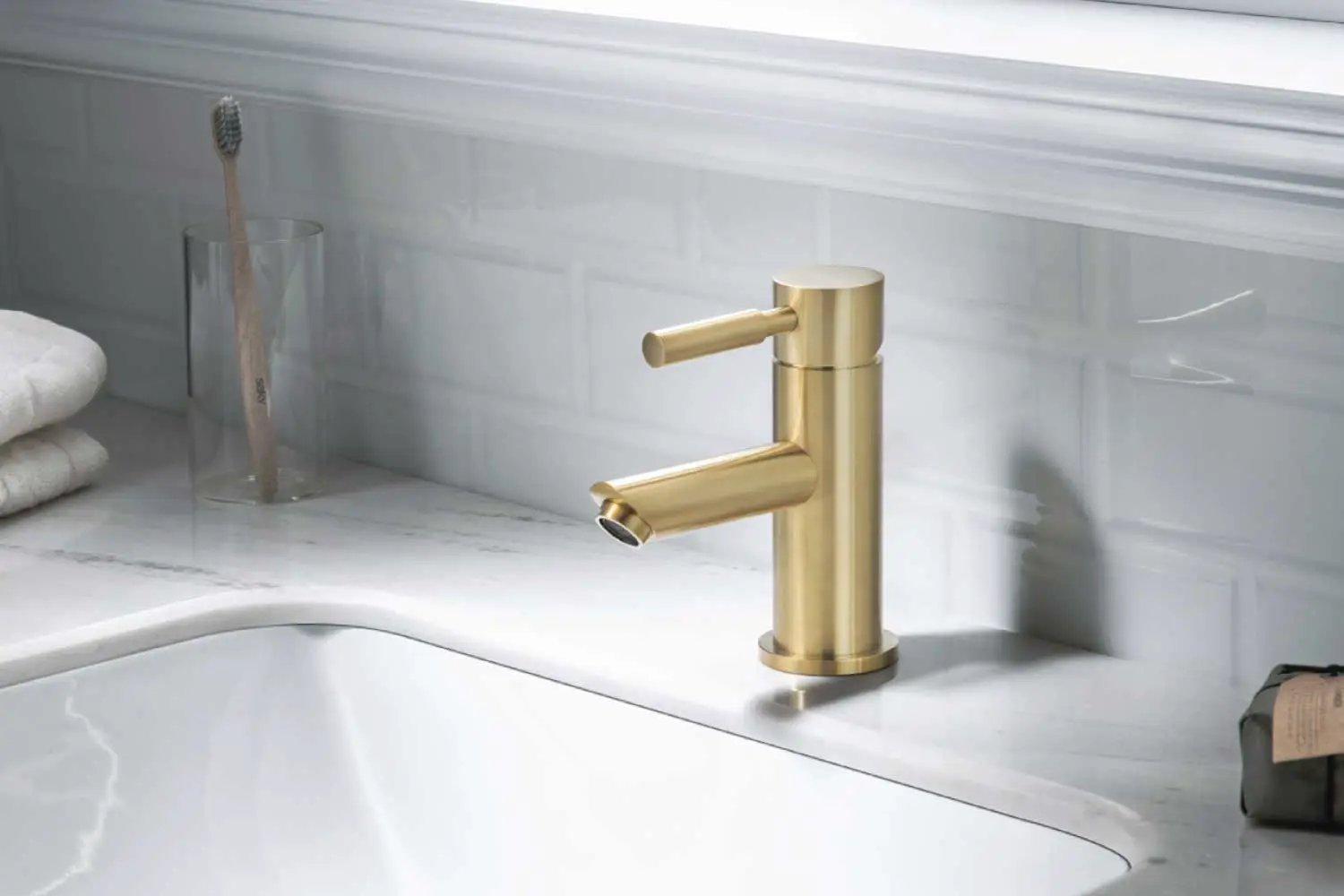satin brass pvd bathroom faucet