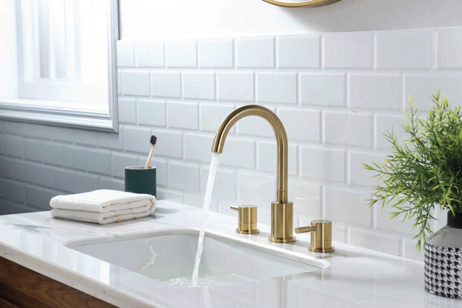 satin brass pvd bathroom faucet