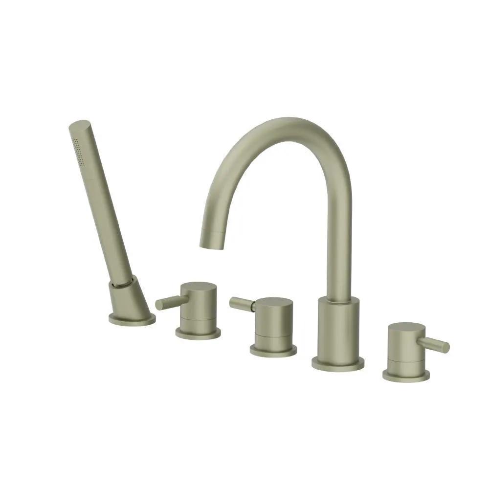 Flusso Serie 100 Five Hole Deck Mounted Roman Tub Faucet with Hand Shower by Flusso