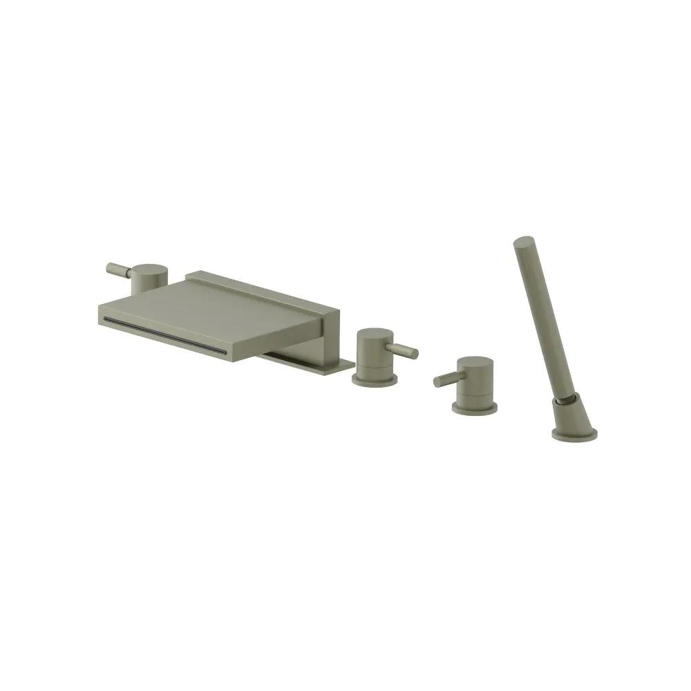 Flusso Serie 100 Five Hole Deck Mounted Cascade Flow Roman Tub Faucet with Hand Shower by Flusso