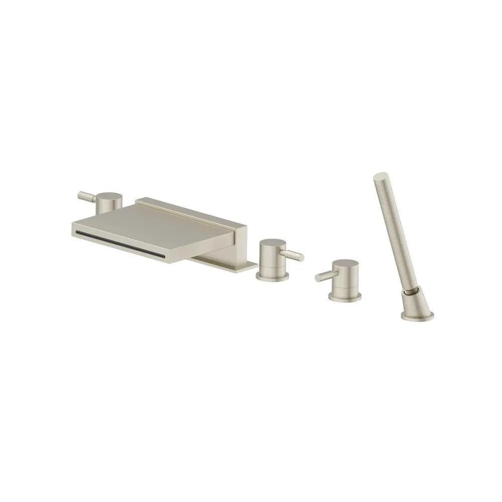 Flusso Serie 100 Five Hole Deck Mounted Cascade Flow Roman Tub Faucet with Hand Shower by Flusso