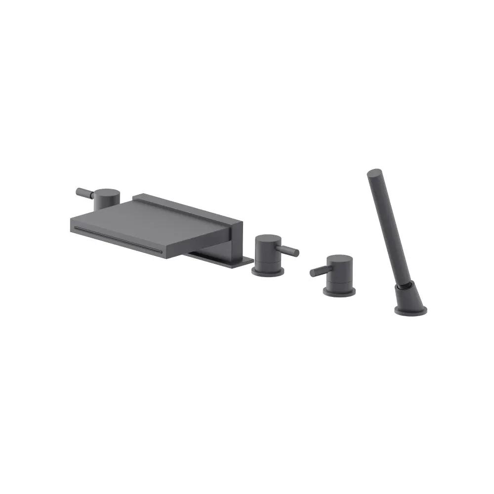 Flusso Serie 100 Five Hole Deck Mounted Cascade Flow Roman Tub Faucet with Hand Shower by Flusso