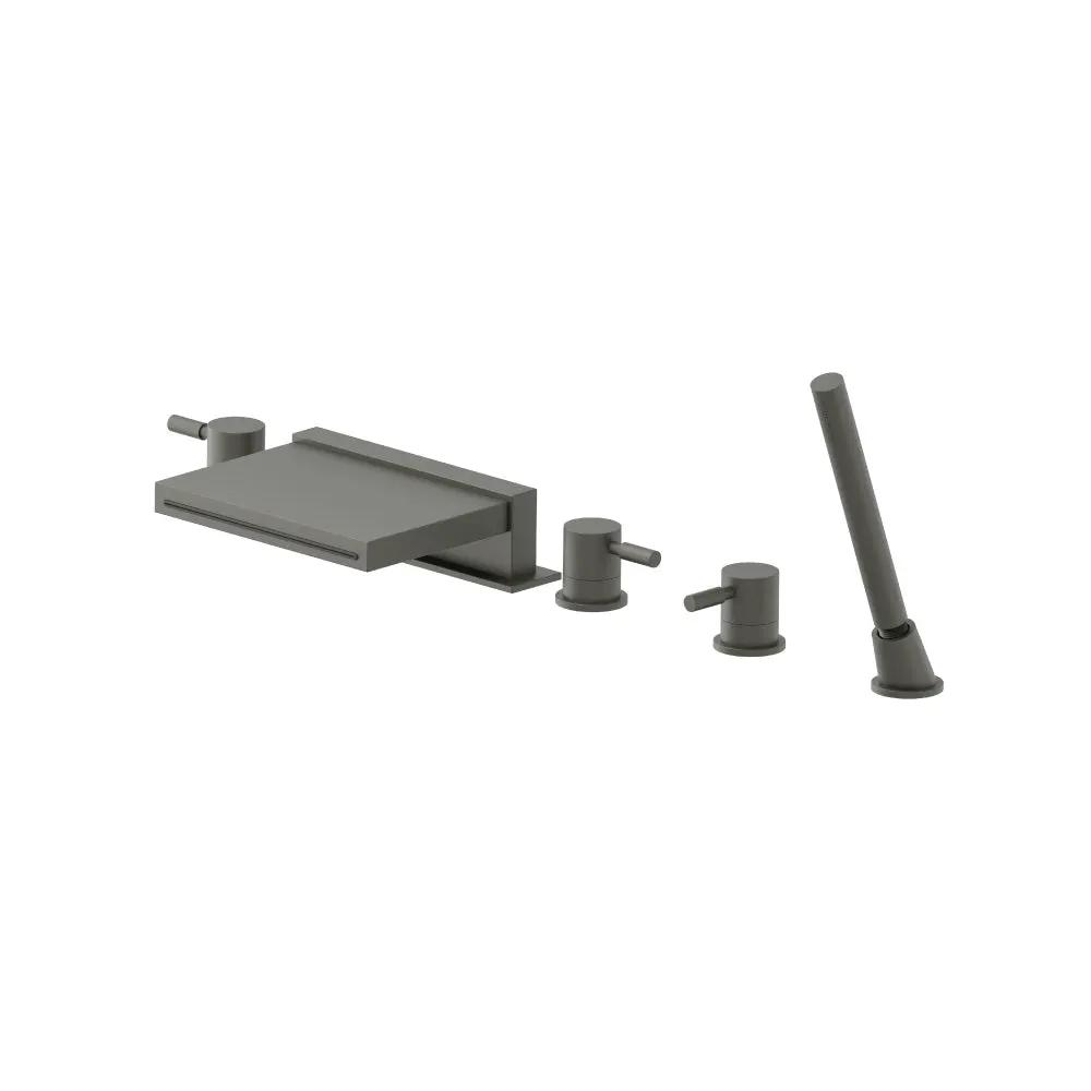 Flusso Serie 100 Five Hole Deck Mounted Cascade Flow Roman Tub Faucet with Hand Shower by Flusso
