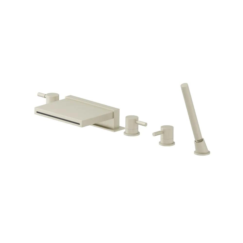 Flusso Serie 100 Five Hole Deck Mounted Cascade Flow Roman Tub Faucet with Hand Shower by Flusso
